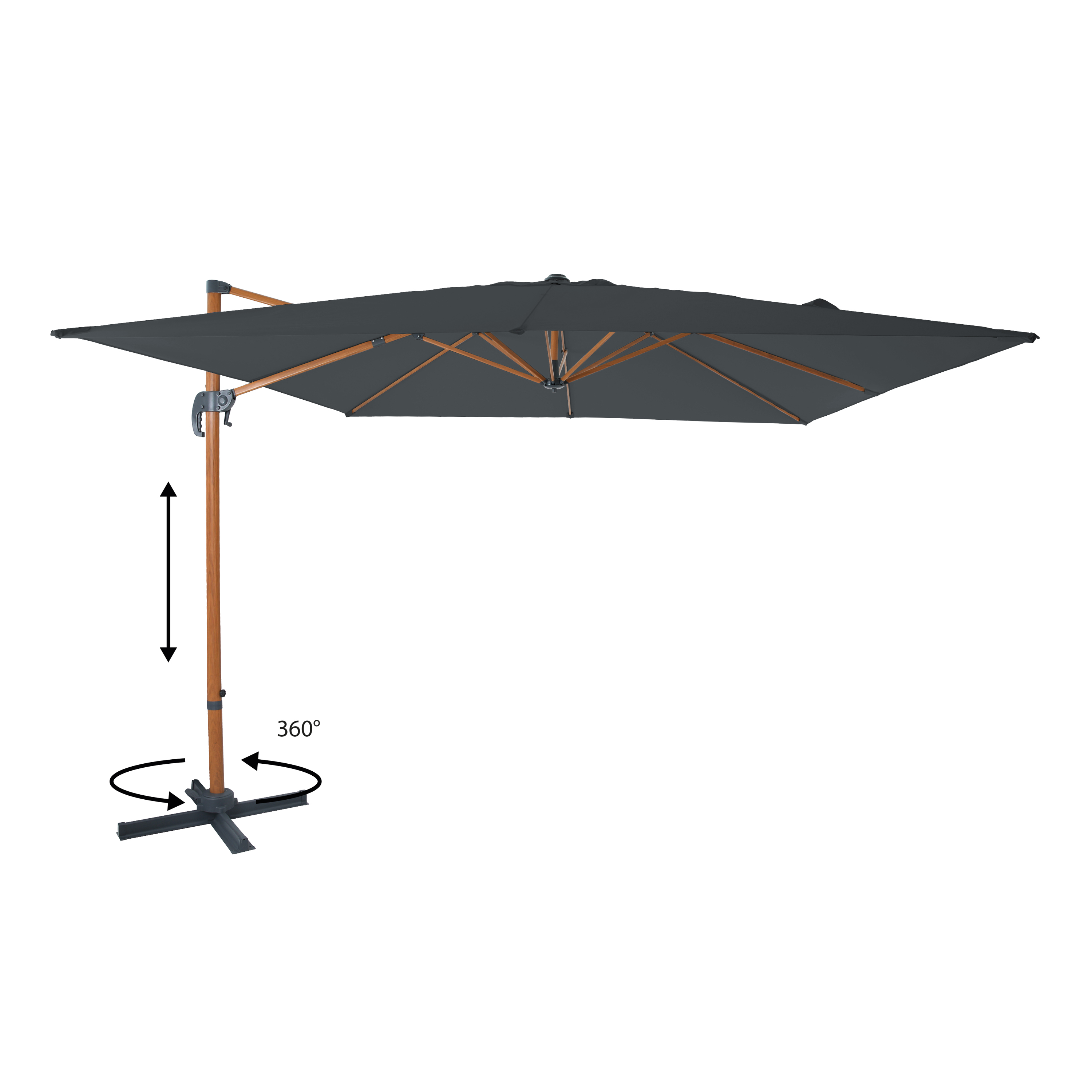 AXI Nima Parasol déporté 300x300 aspect bois/gris 