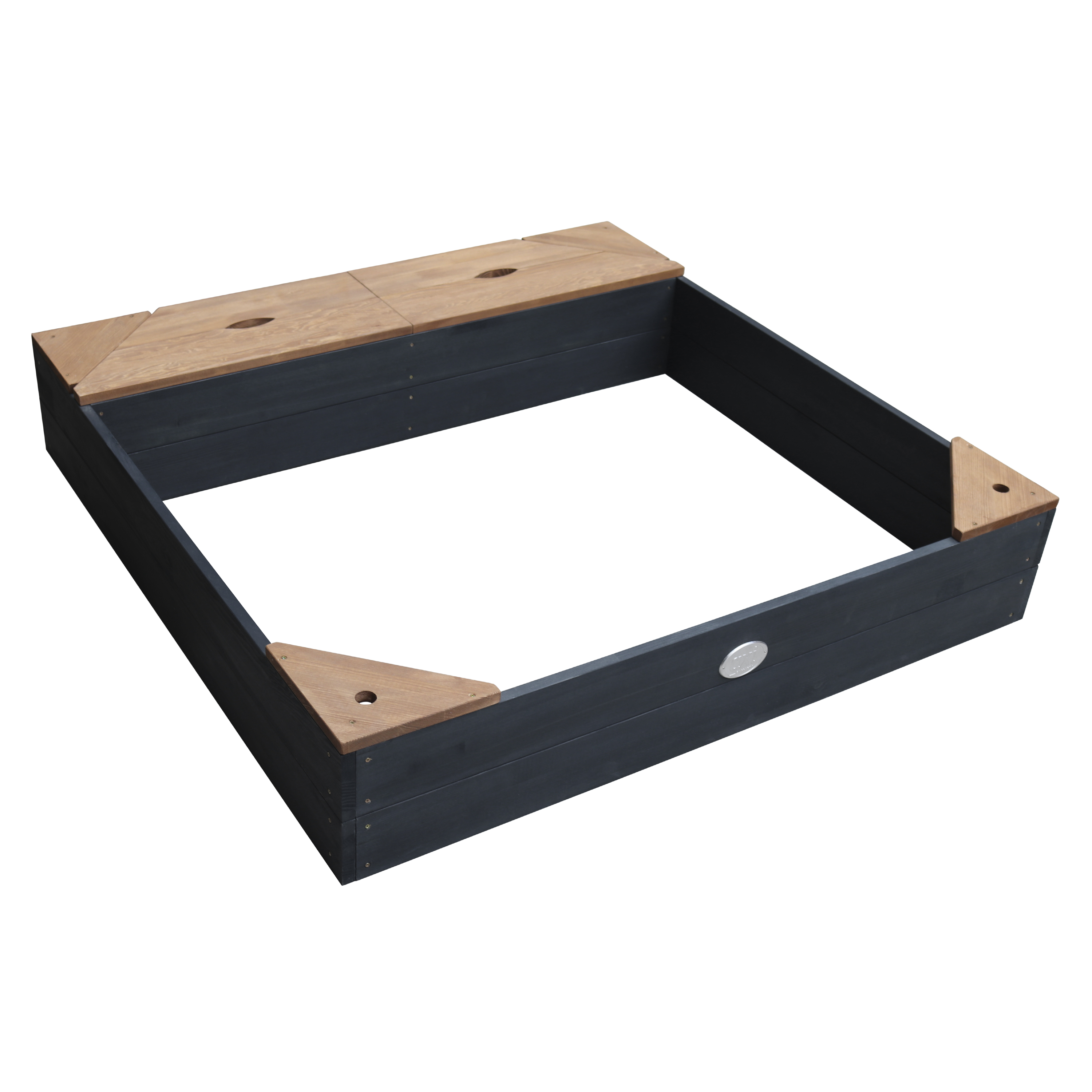 AXI Amy Sandbox with Storage and Bench - 115 x 115 cm - Anthracite/Brown