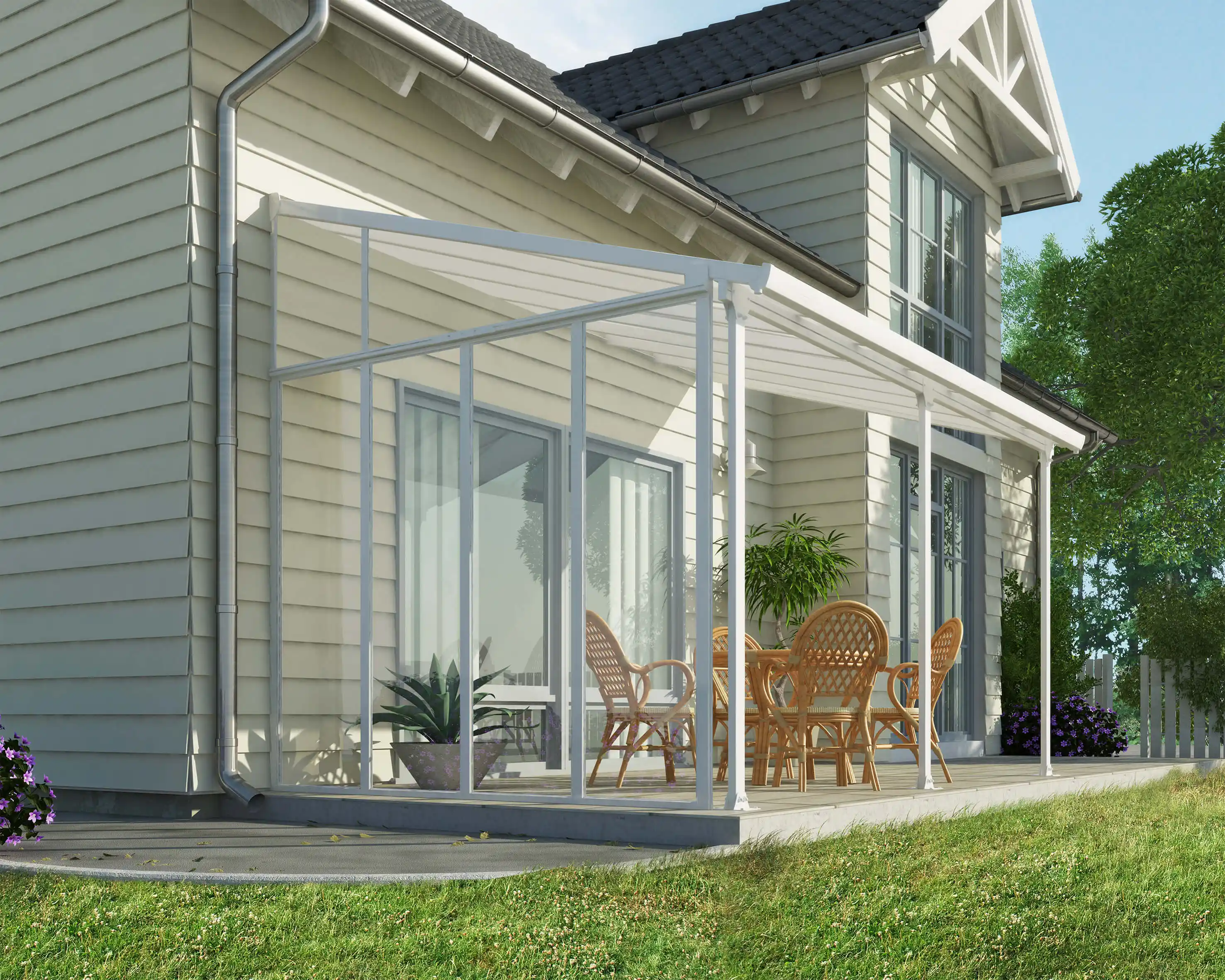 Canopia 3 m Witte Terrasoverkapping Zijwand Wit-7290108137675 Canopia 3 m Witte Terrasoverkapping Zijwand Wit