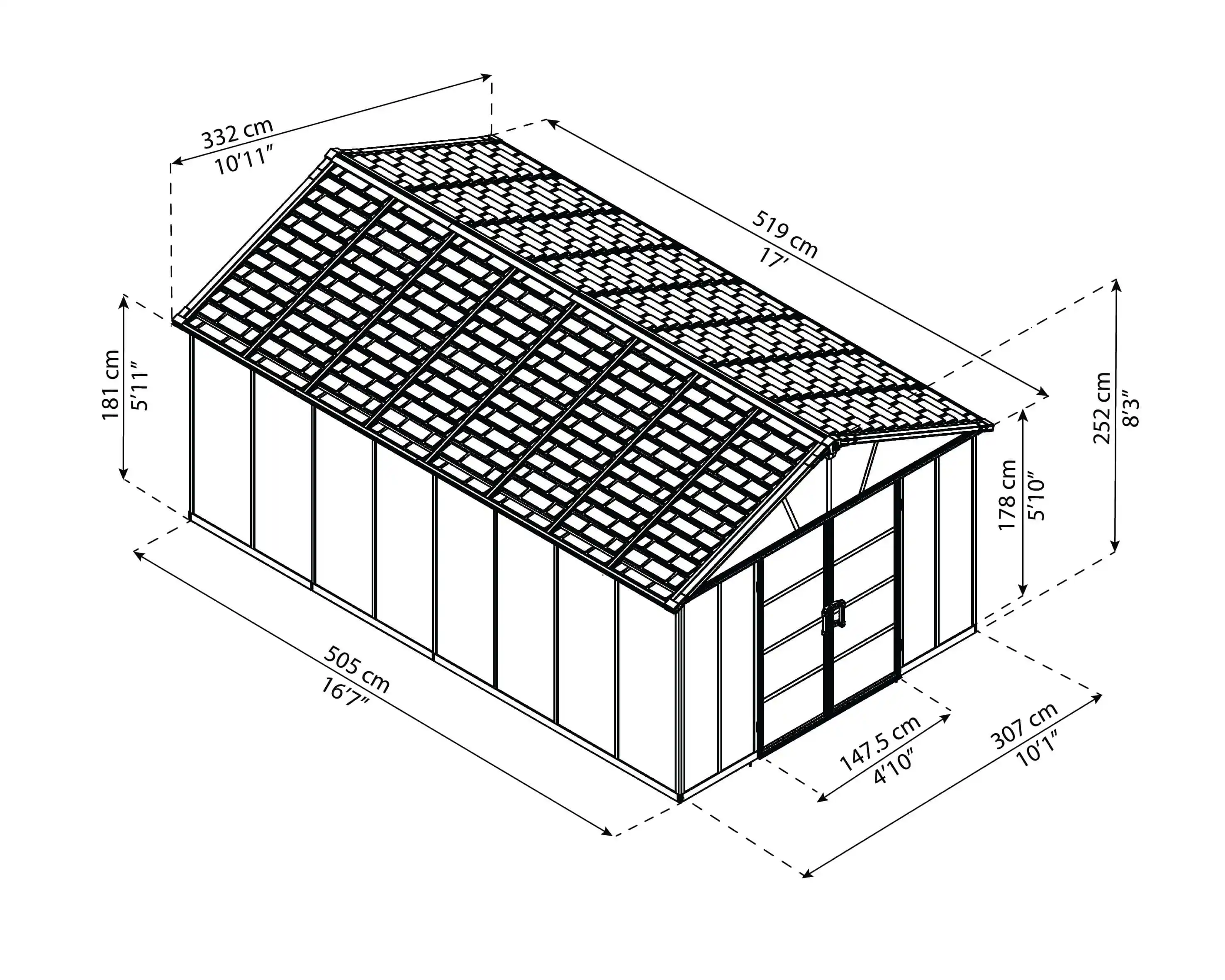 Canopia Yukon 519X332 cm Grand Abri de jardin Gris foncé avec plancher