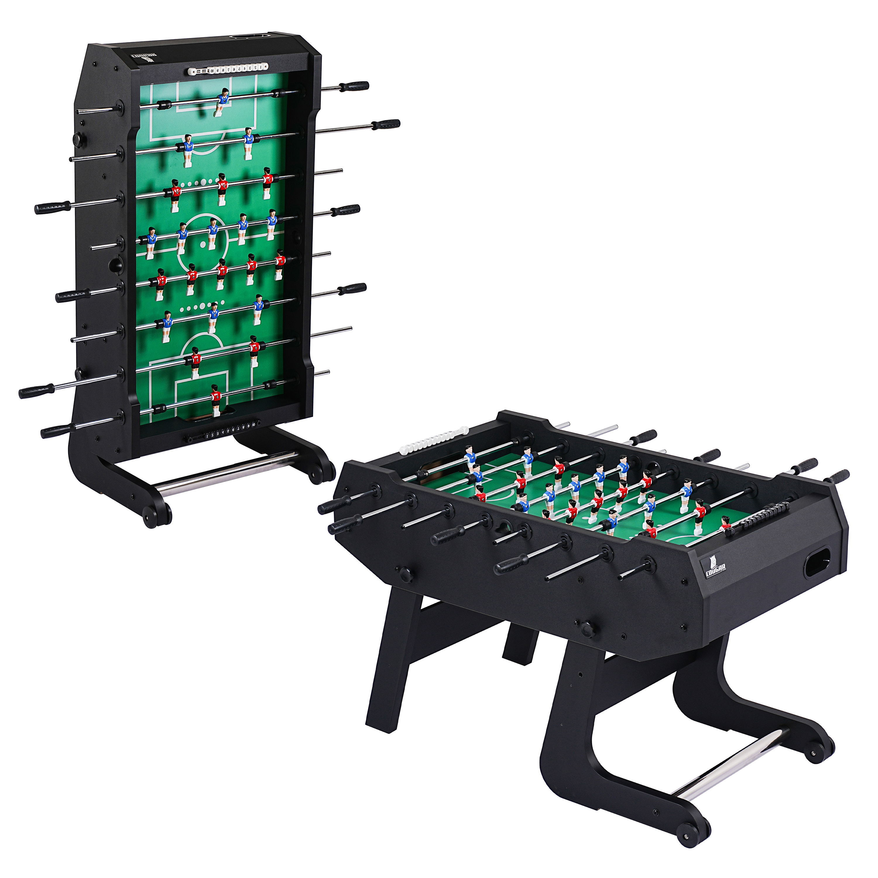 Cougar Powerkick Pro Folding Football Table Black – Green Playing Field