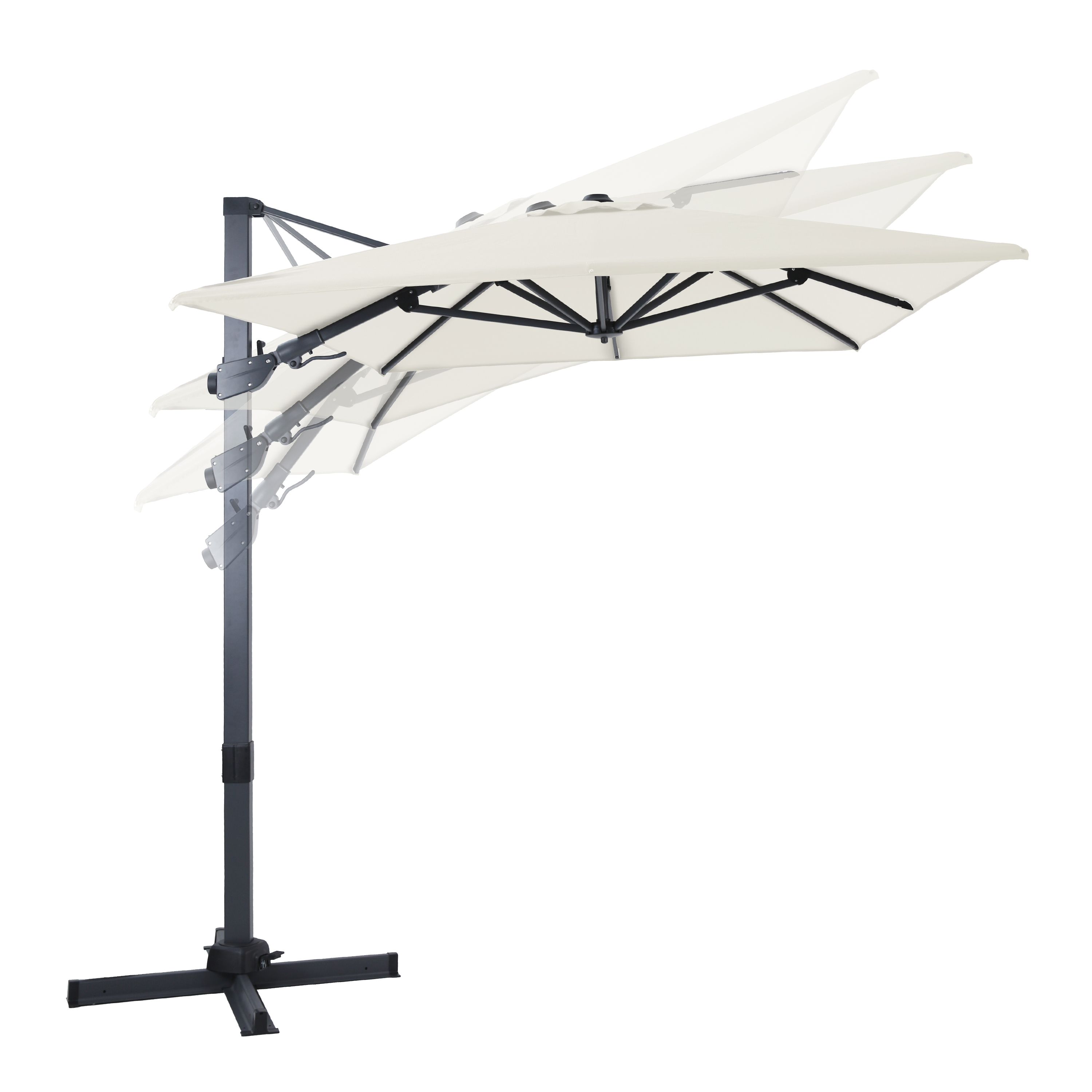 AXI Milad Premium Parasol déporté 200x300cm Anthracite/Beige