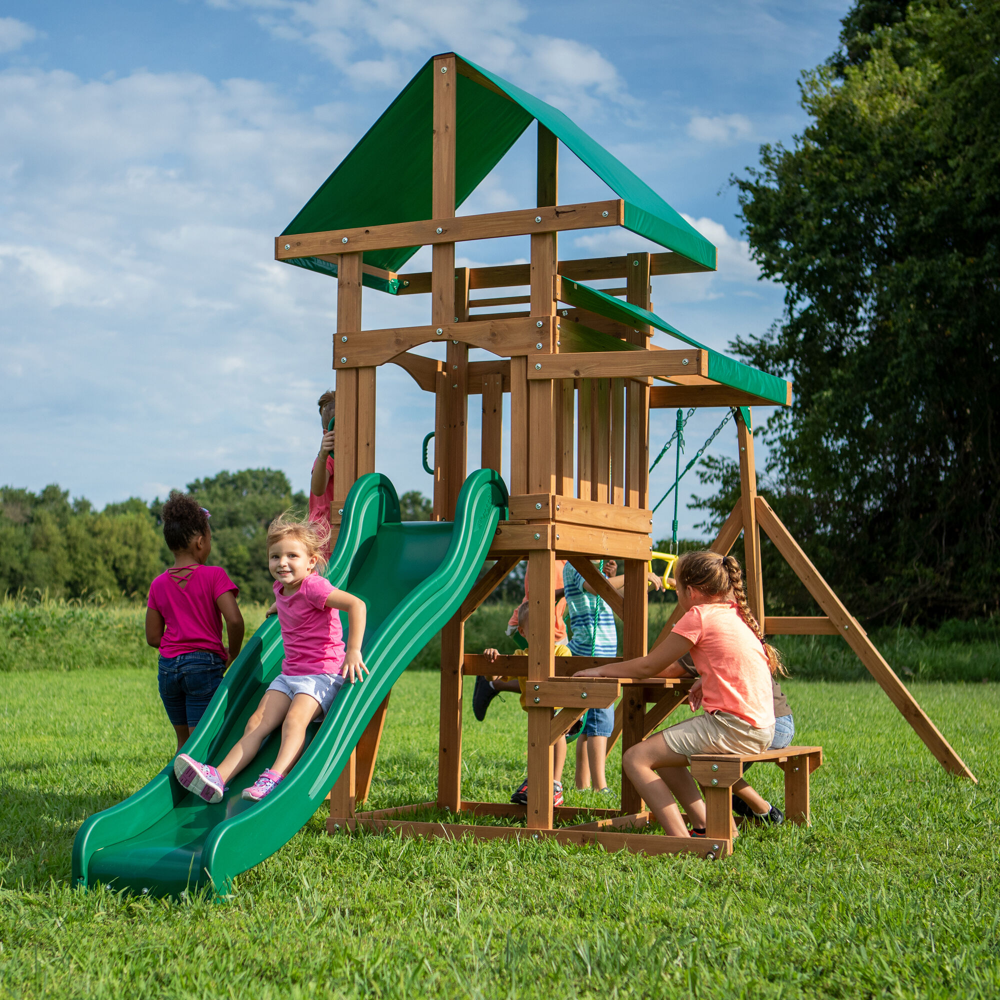 Backyard Discovery Belmont Aire de jeux avec Balançoires et Toboggan