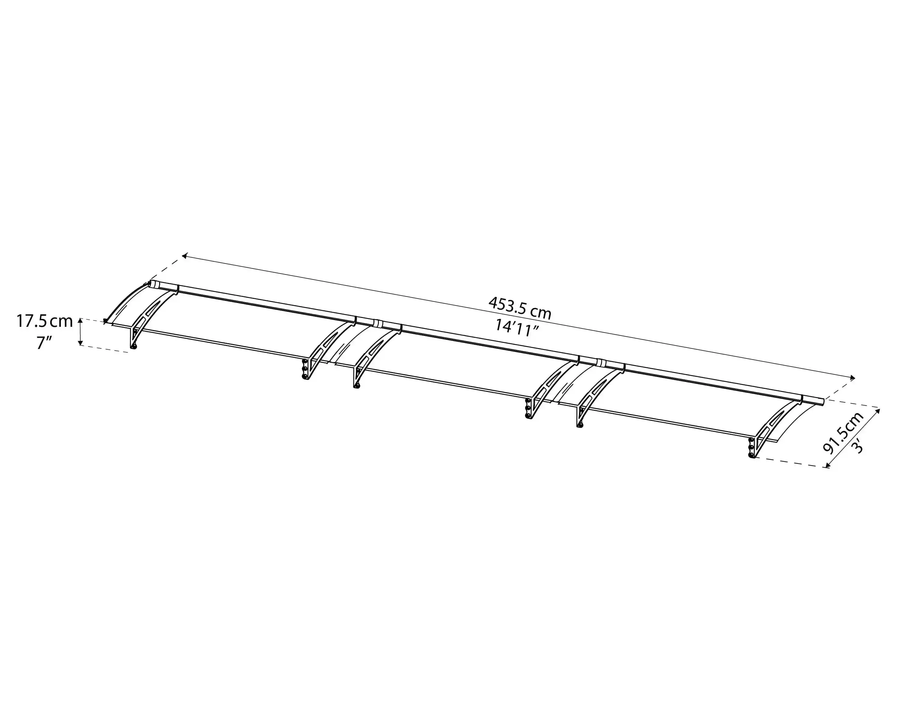 Canopia Aquila 453X91 cm Deur en Veranda Luifel Donkergrijs Helder-7290108131260 Canopia Aquila 453X91 cm Deur en Veranda Luifel Donkergrijs Helder