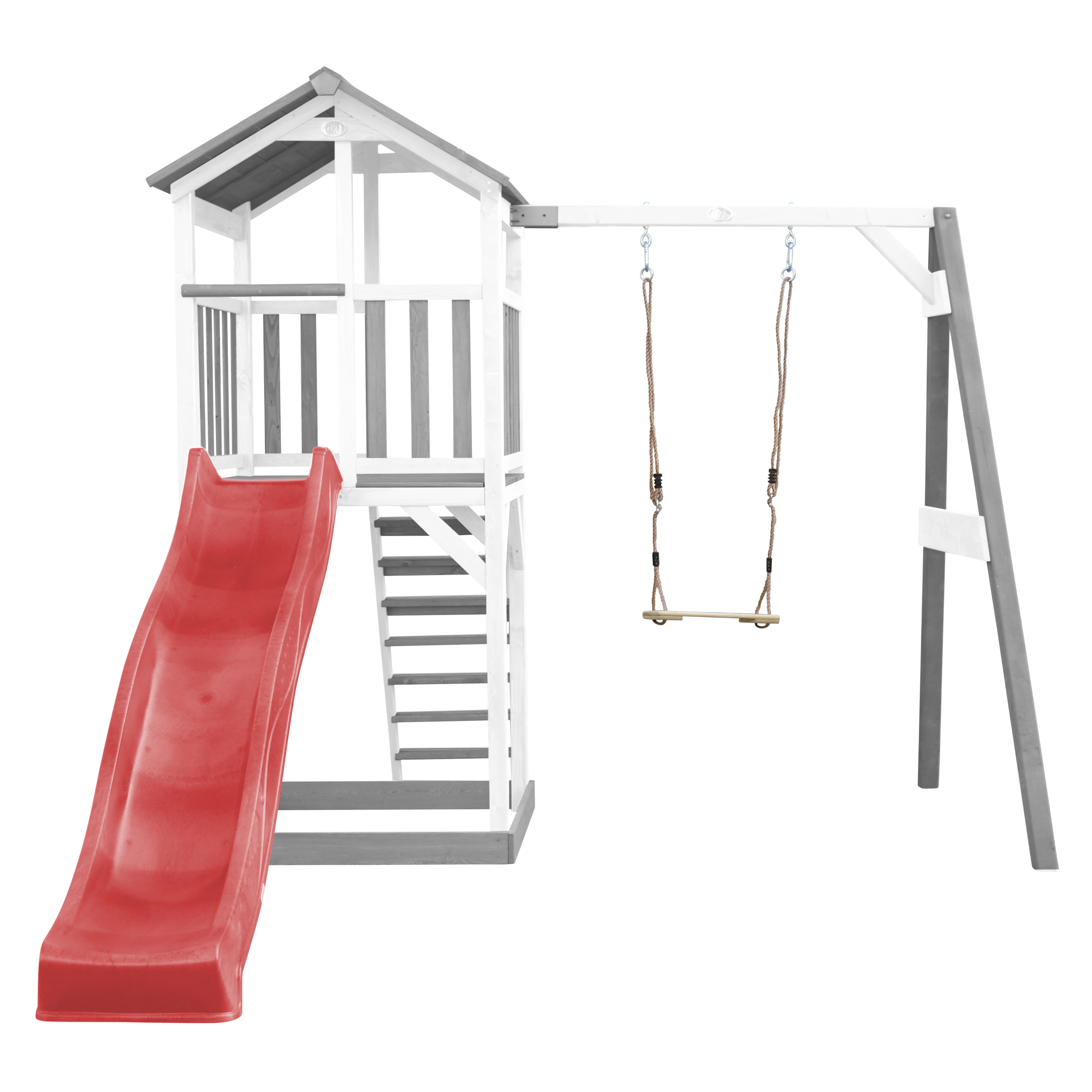 AXI Beach Tower with Single Swing Set Grey/White - Red