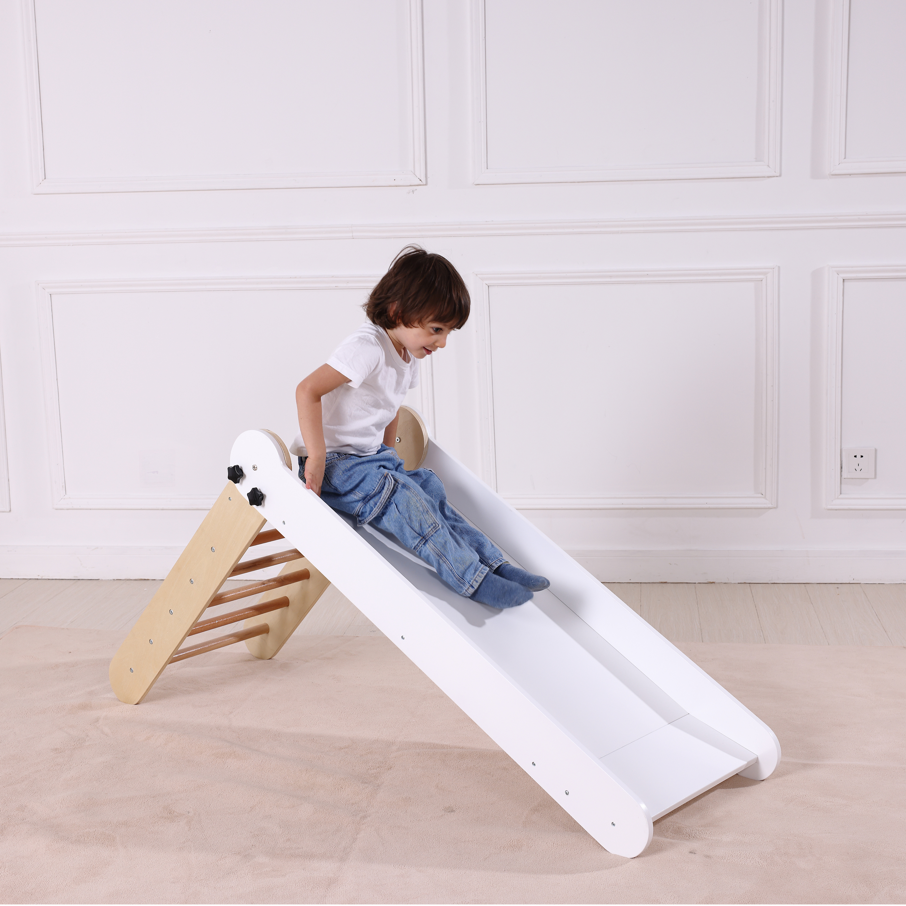 Sunny Bobbie Toboggan pliable en bois - Naturel/blanc