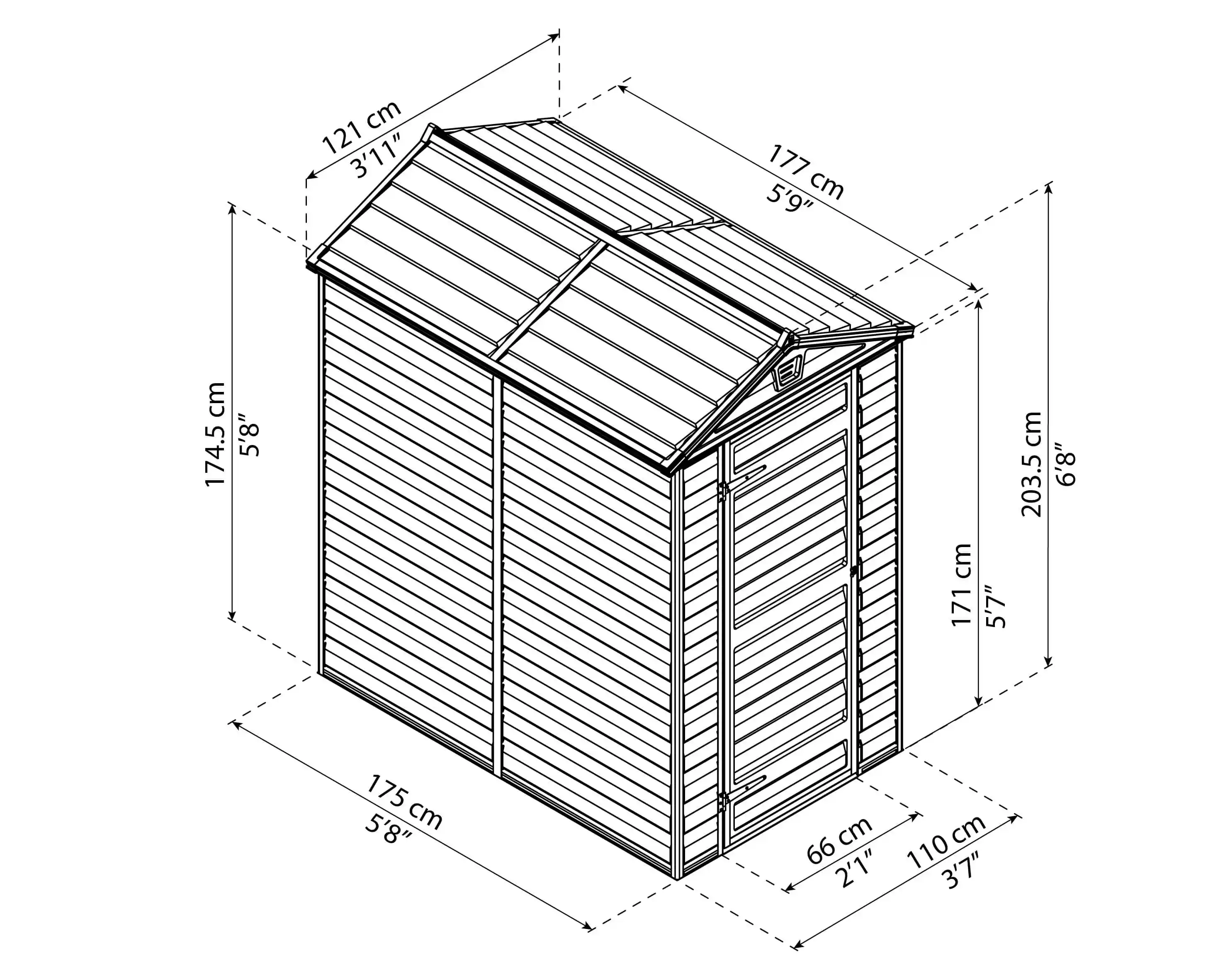 Canopia Skylight 176X120X203 cm Abri pour vélos et rangement extérieur Ambre