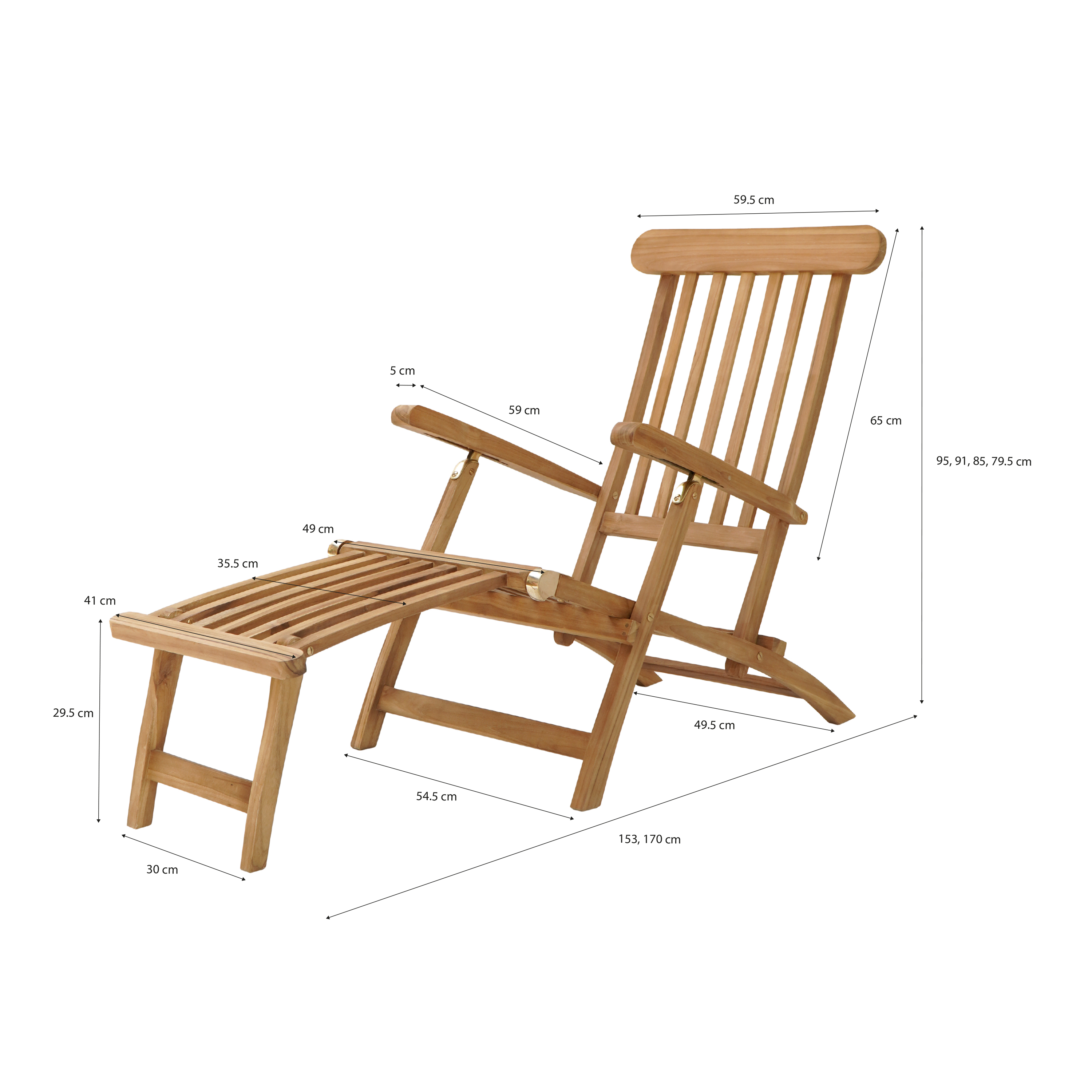 AXI Costa Deckchair with cushion - Teak-8720365062766 AXI Costa Deckchair with cushion - Teak