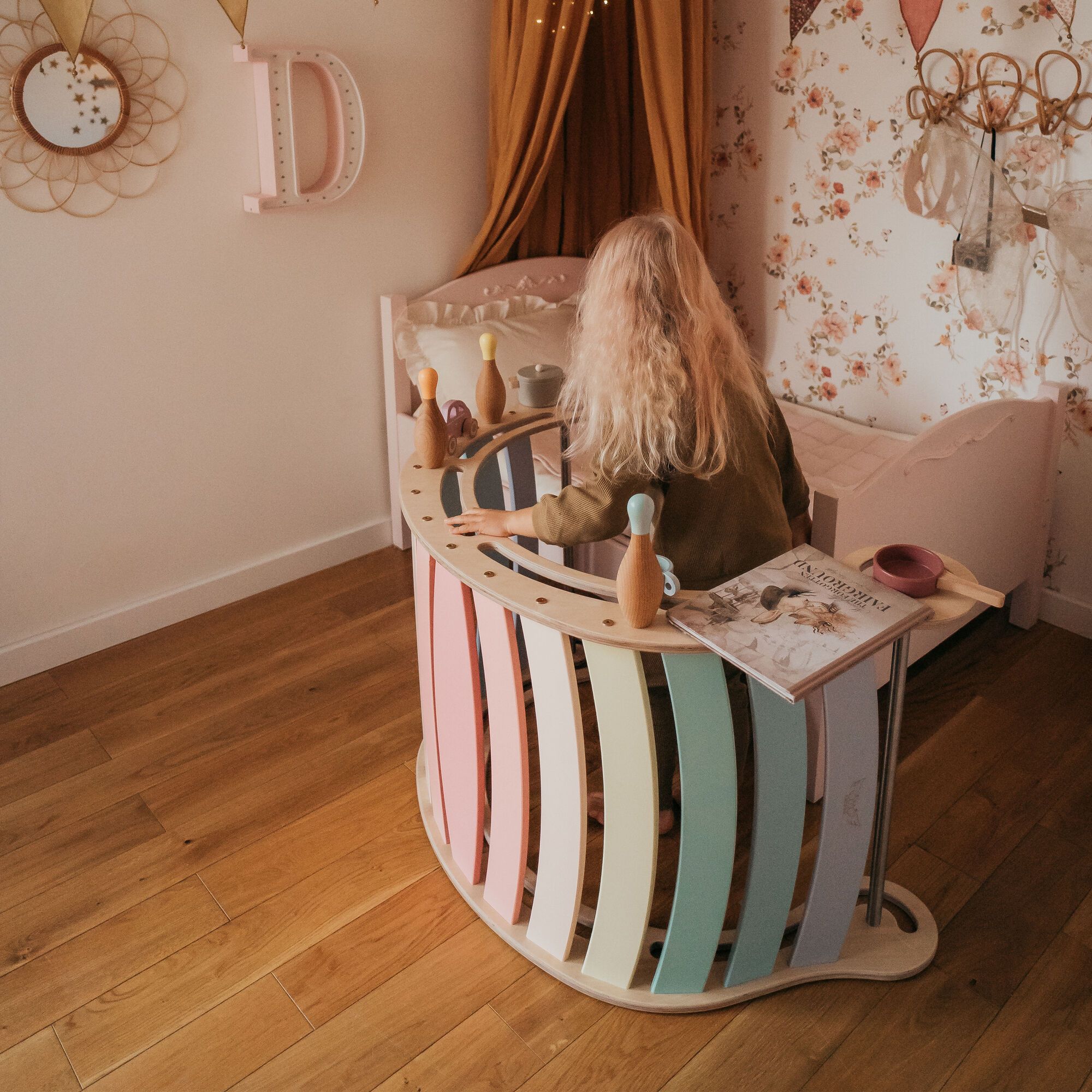 KateHaa Houten XXL Waldorf Rocker met Klimwand Pastel