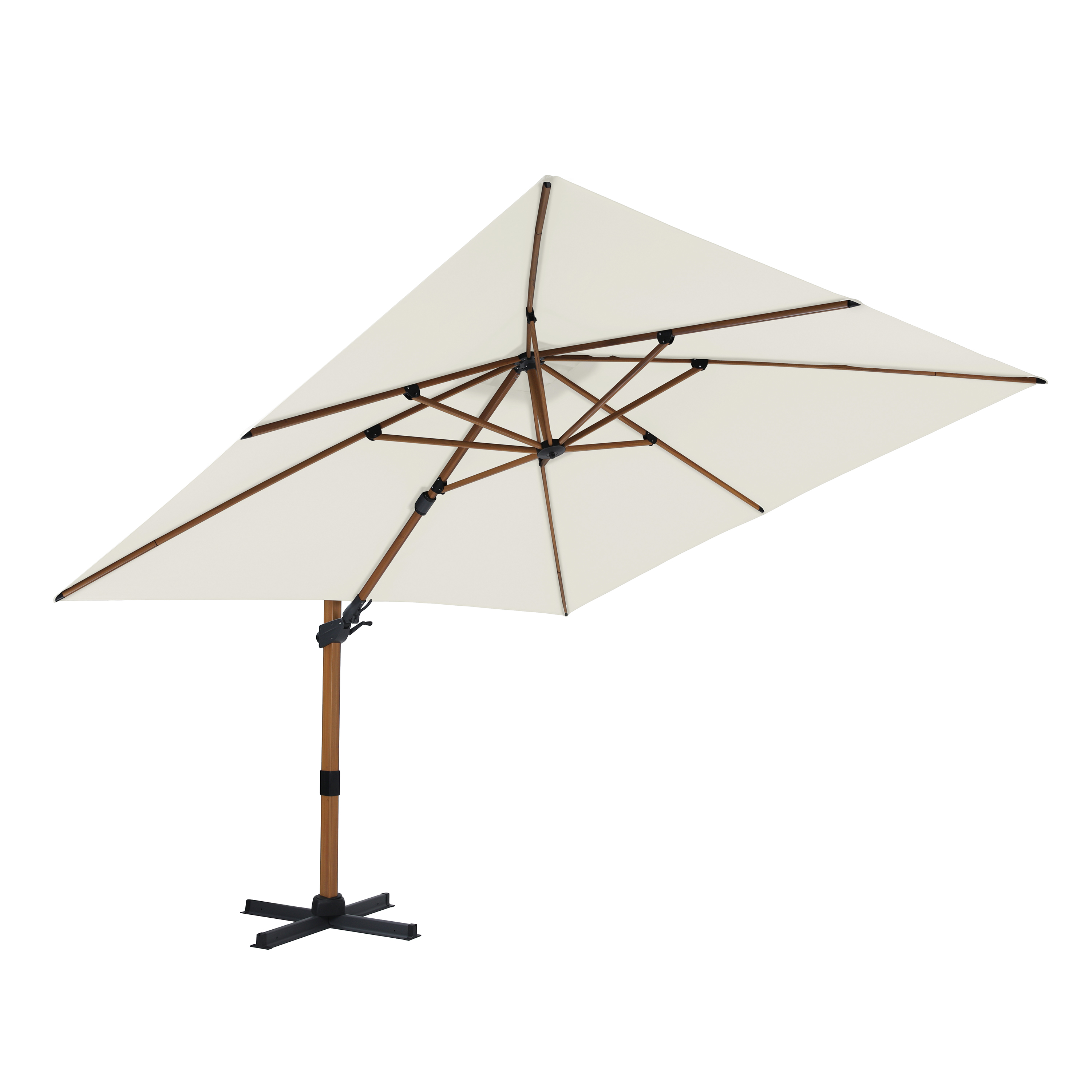 AXI Apollo Premium Parasol déporté 300x300cm aspect Bois/Beige