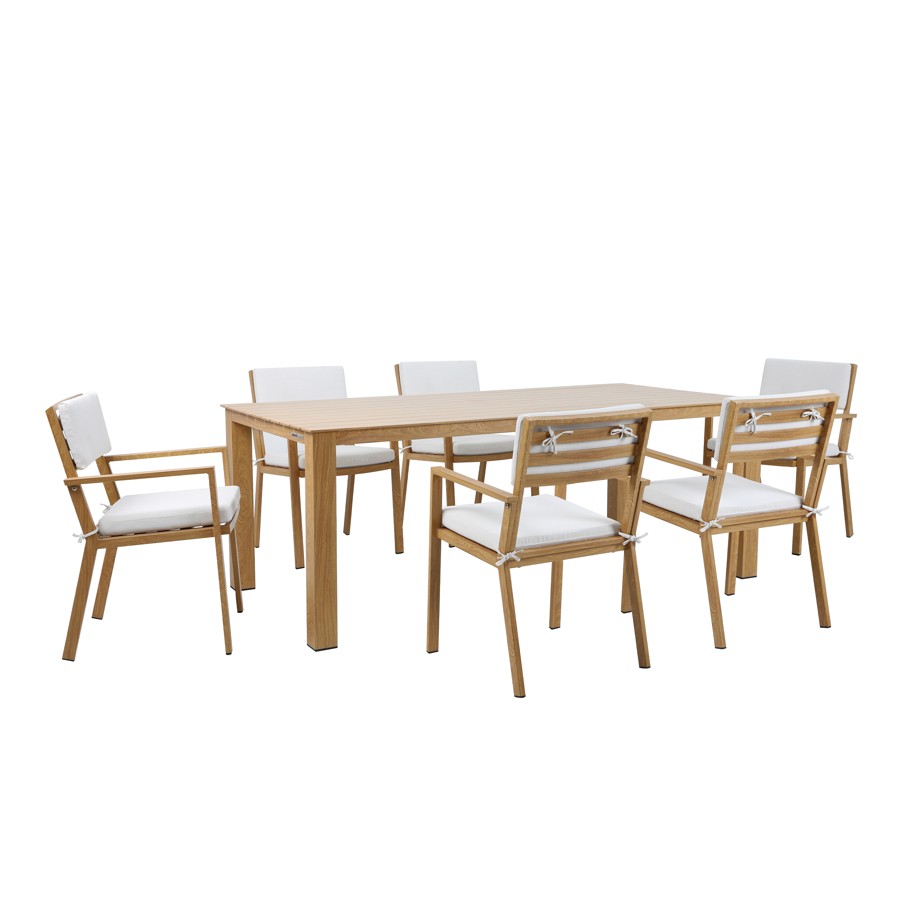 AXI Jada Salon de jardin avec 6 chaises, Aspect Bois/beige