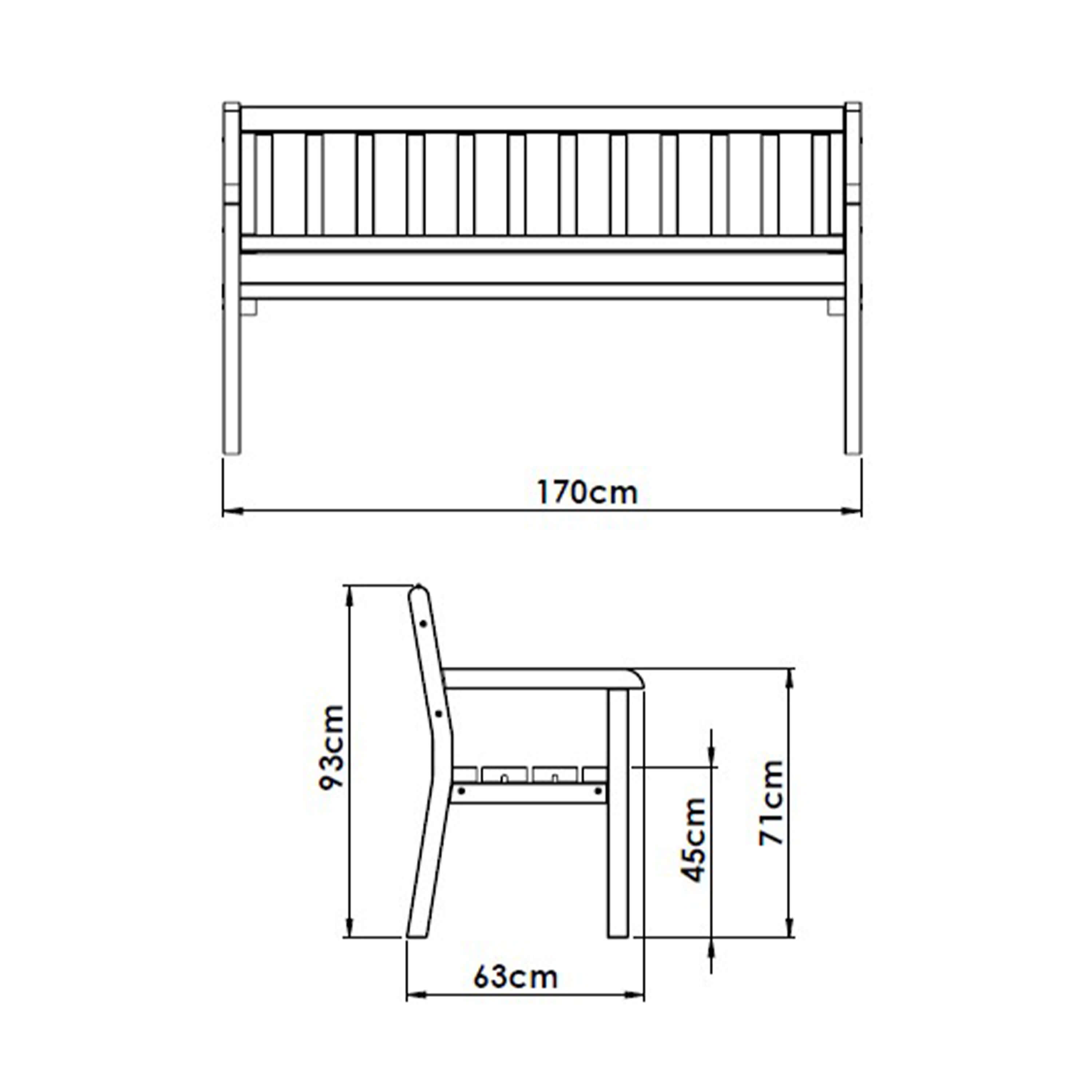 AXI Charlotte Banc de jardin en bois Marron 170 cm 