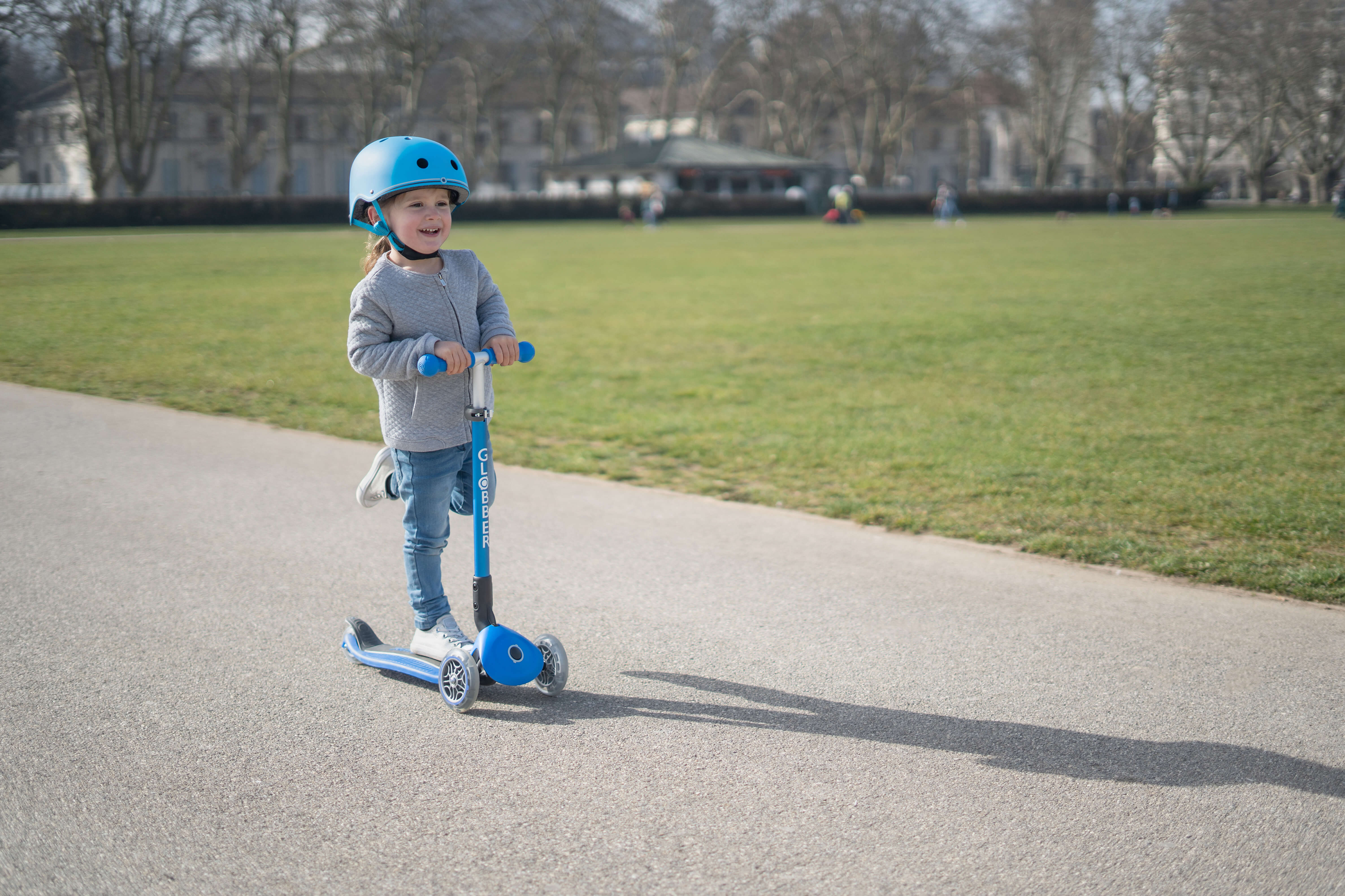 Globber Primo Foldable Lights Trottinette Bleue