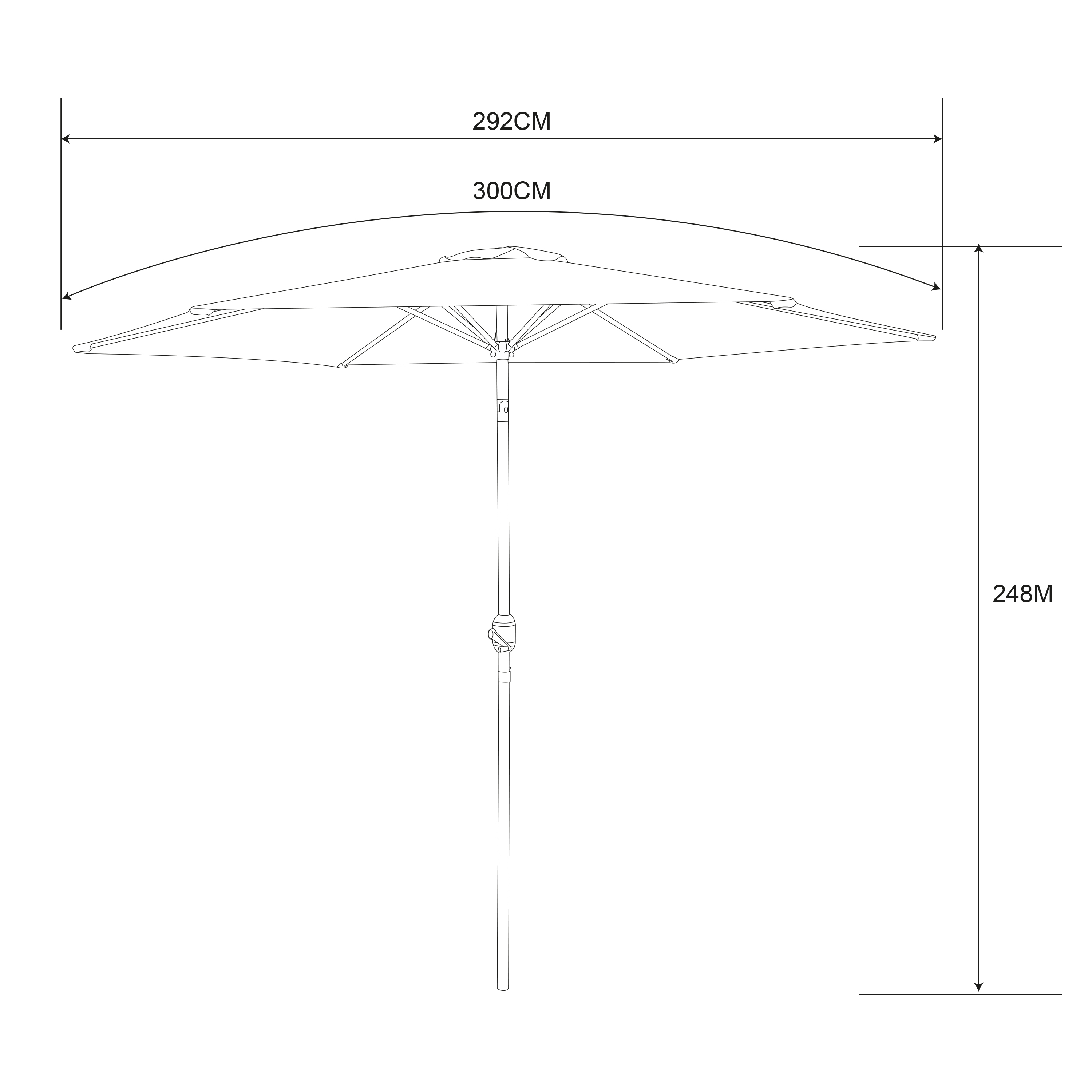 AXI Noor Centre Pole Parasol Ø 300cm Oak-look/Green