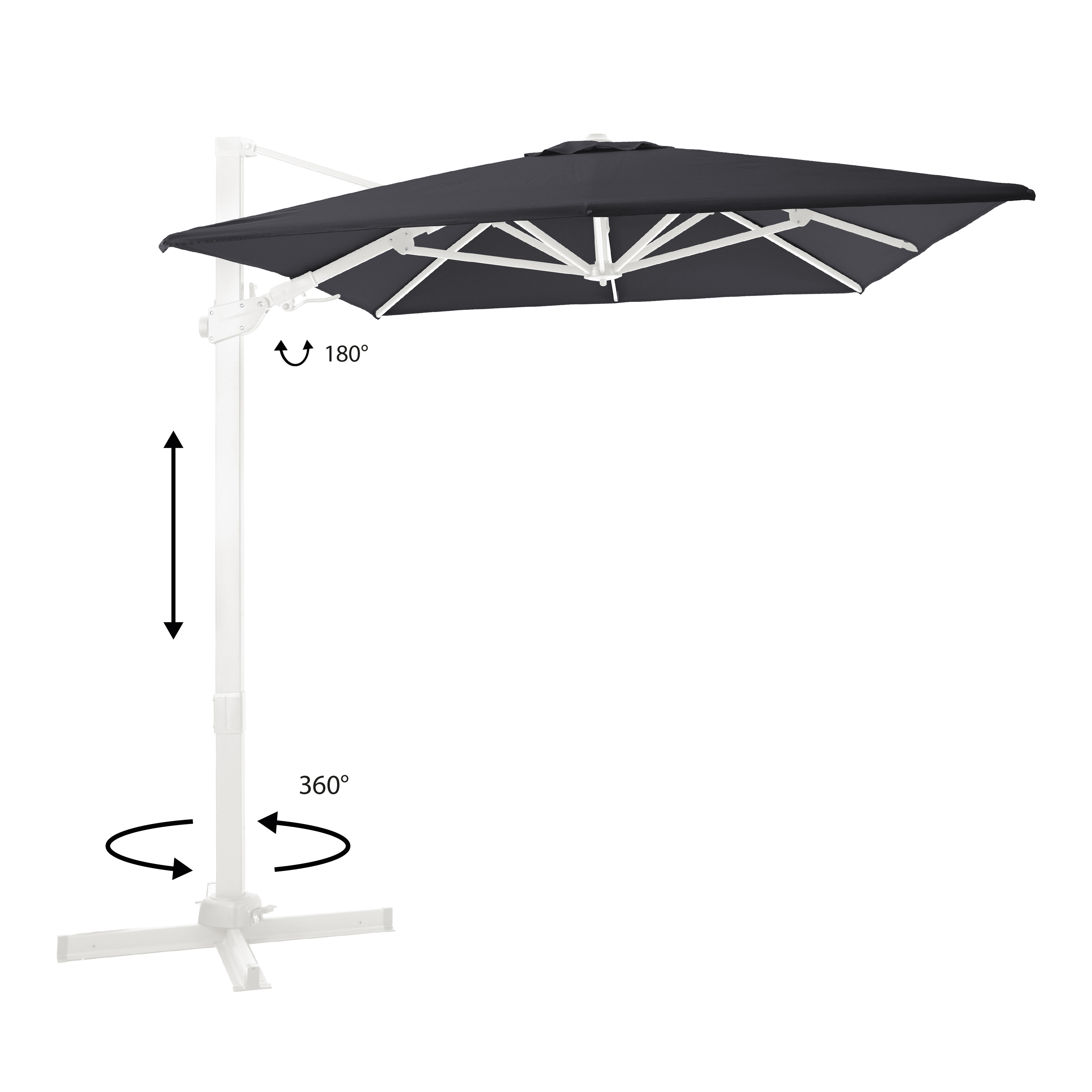 AXI Milad Premium Parasol déporté 200x300cm Blanc/Gris