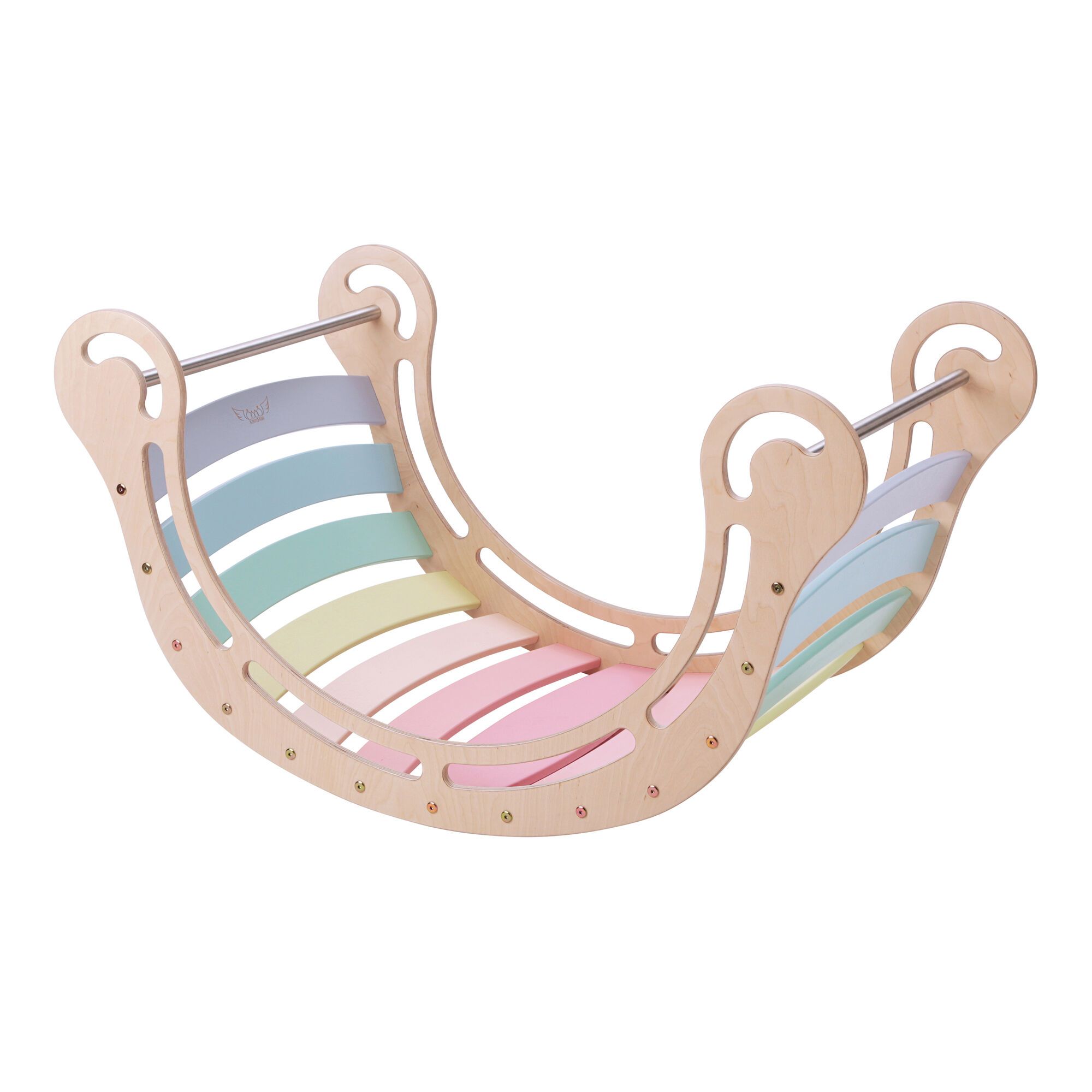 KateHaa Houten XXL Waldorf Rocker met Klimwand Pastel