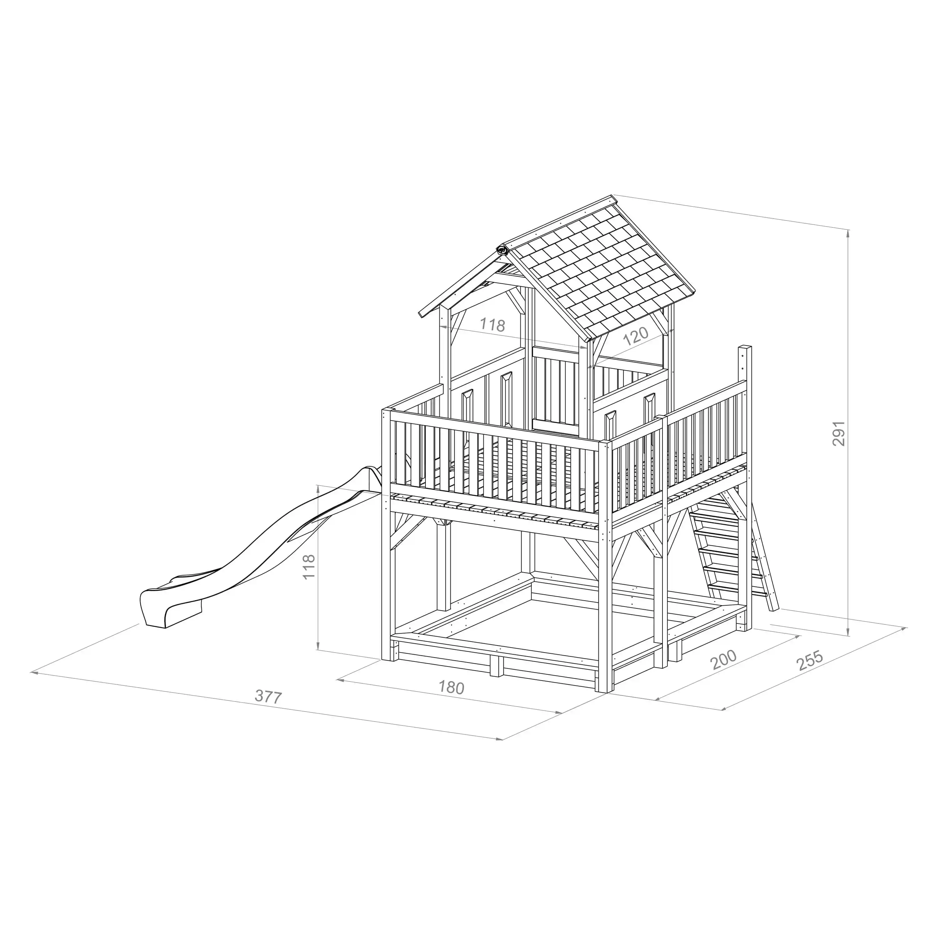 AXI Atka Aire de jeux Marron/Verte Toboggan Gris 