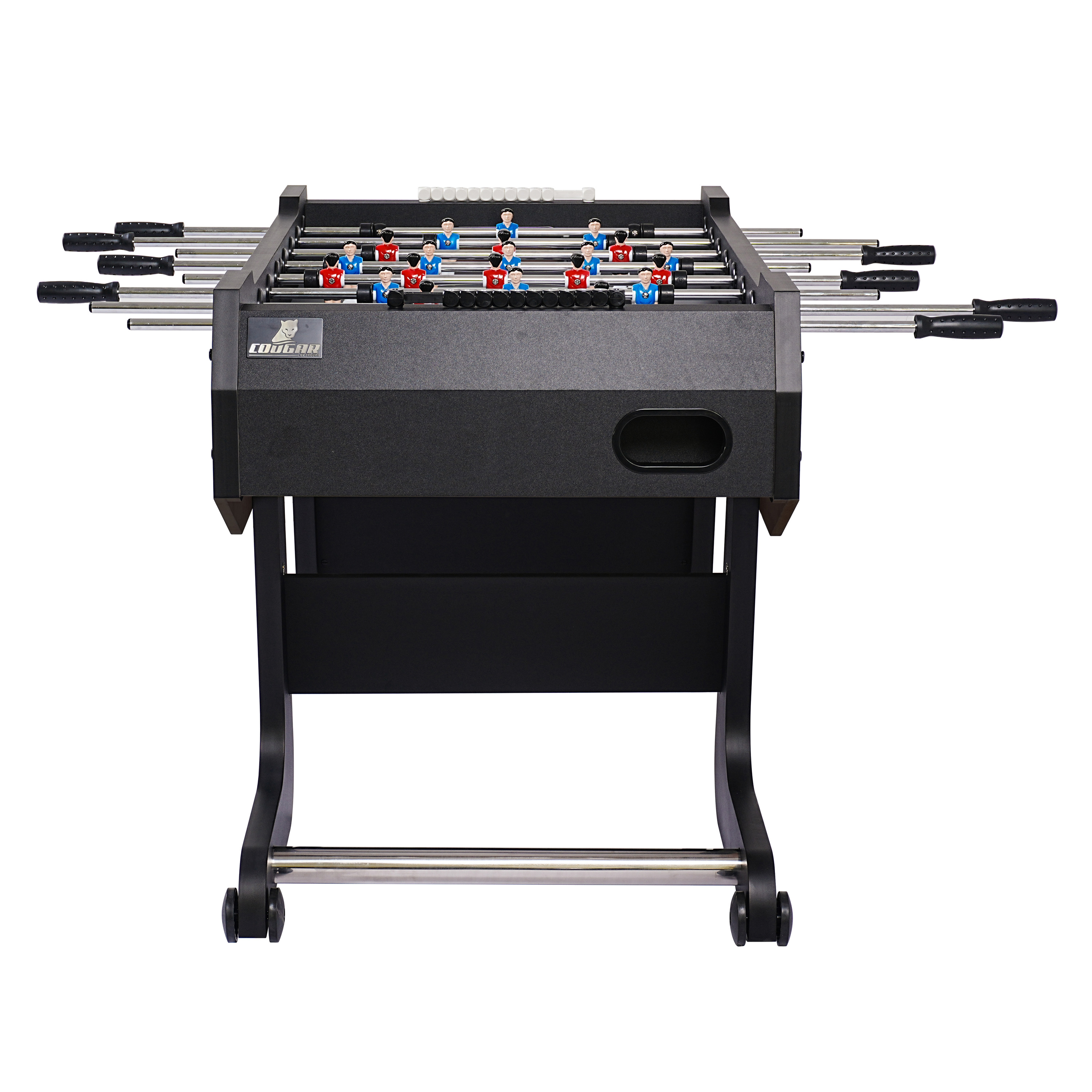 Cougar Powerkick Pro Folding Football Table Black – Grey Playing Field