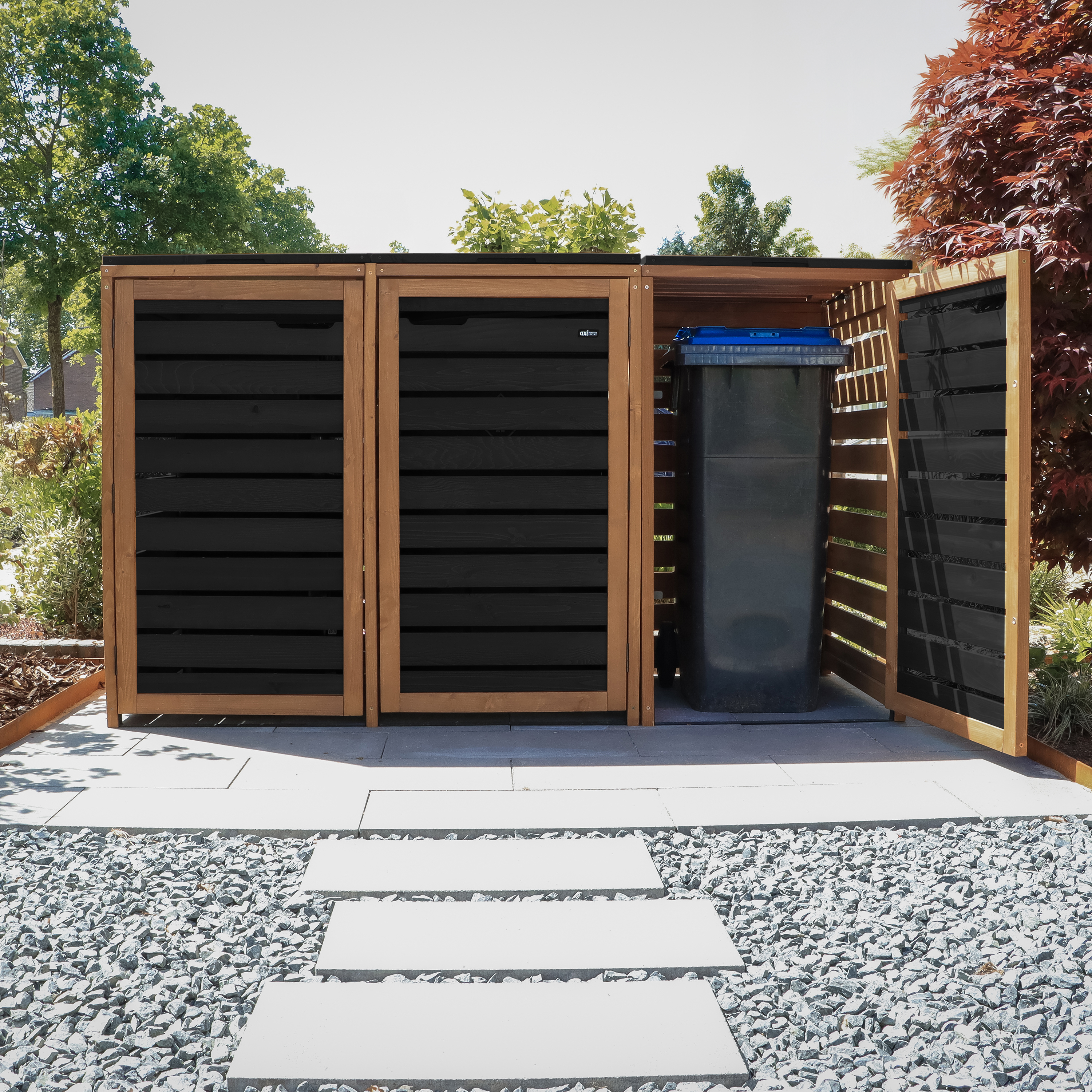 AXI Lex Wooden Bin Storage Black/Brown - 4 bins