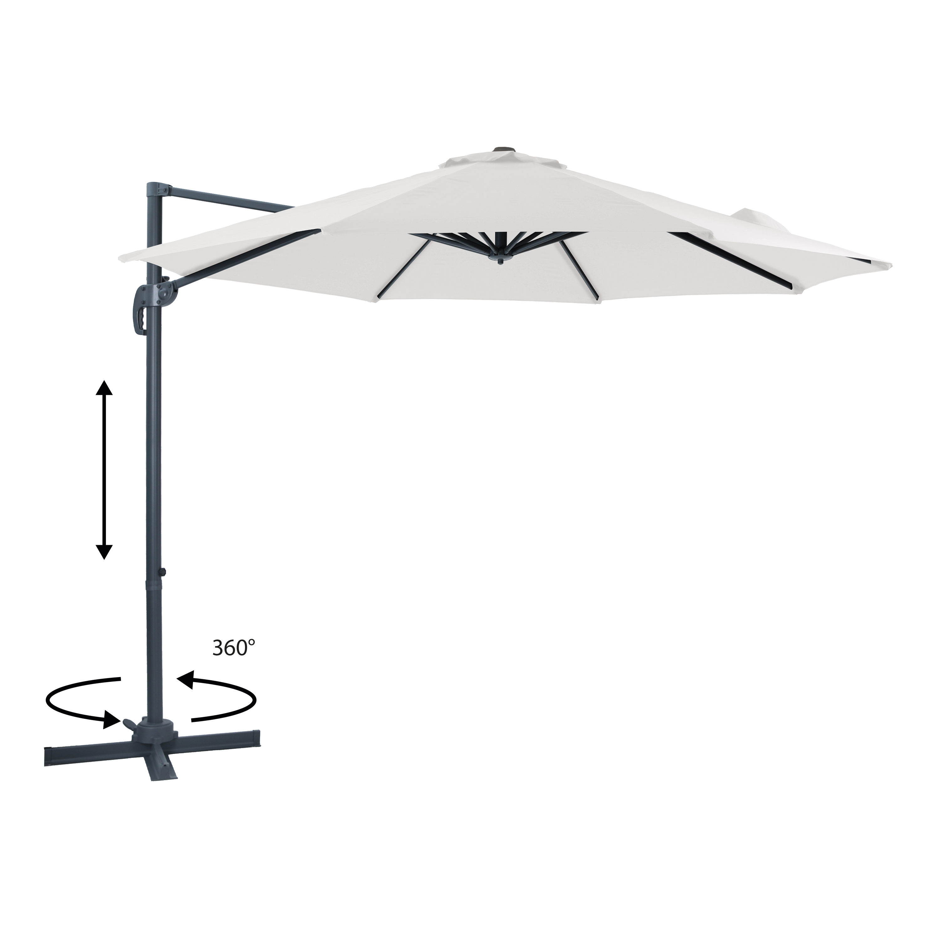 AXI Marisol Parasol déporté Ø 300cm Anthracite/beige 