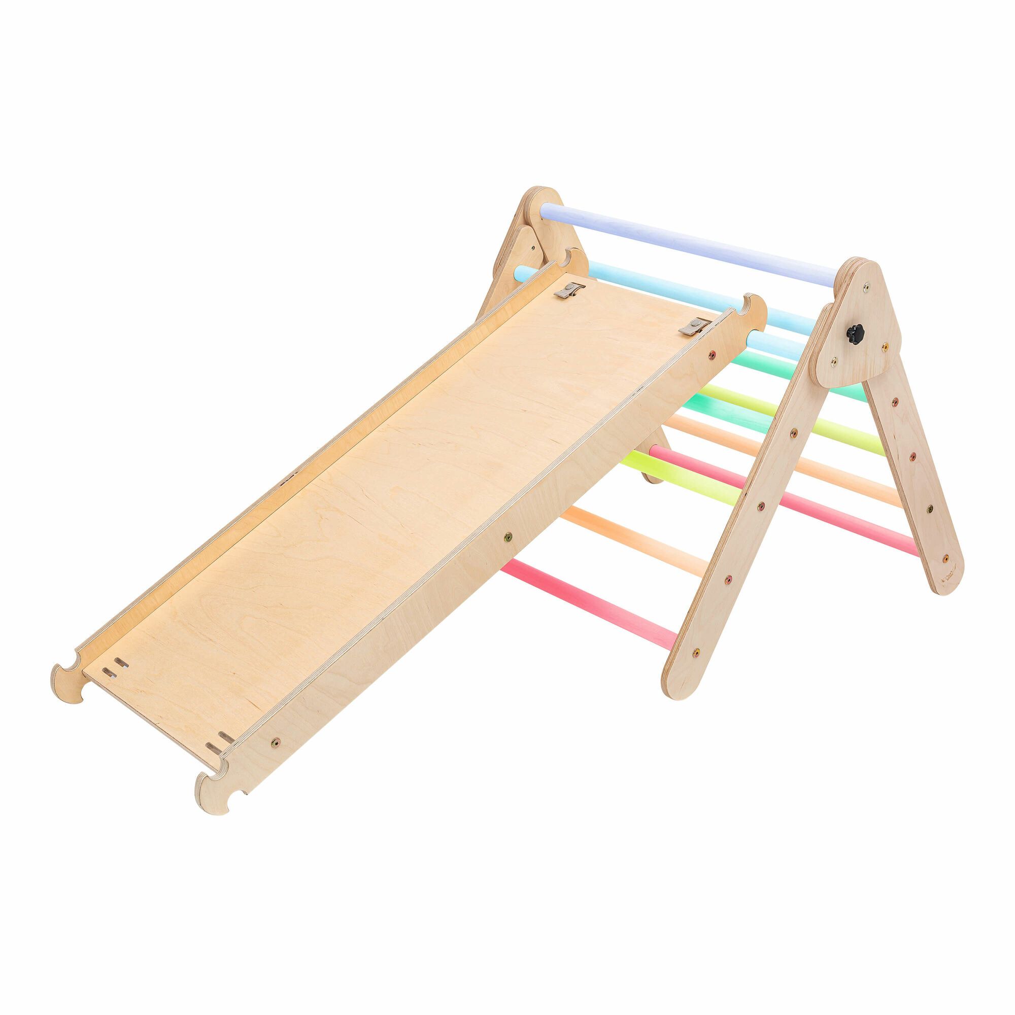 KateHaa Houten Klimdriehoek met Ladder en Klimwand Pastel-4751038481113 KateHaa Houten Klimdriehoek met Ladder en Klimwand Pastel