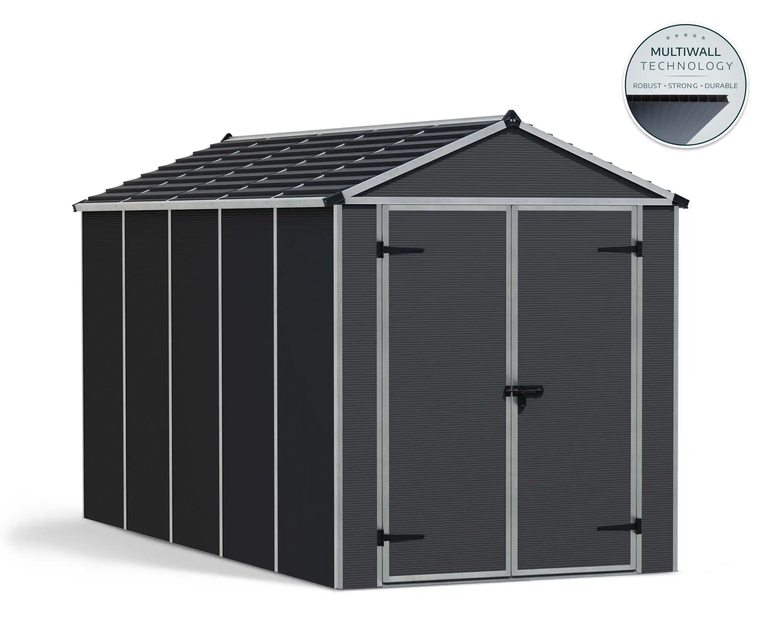 Canopia Rubicon 378X185X217 cm  Hangar de stockage extérieur Gris foncé ultra durable pour jardin