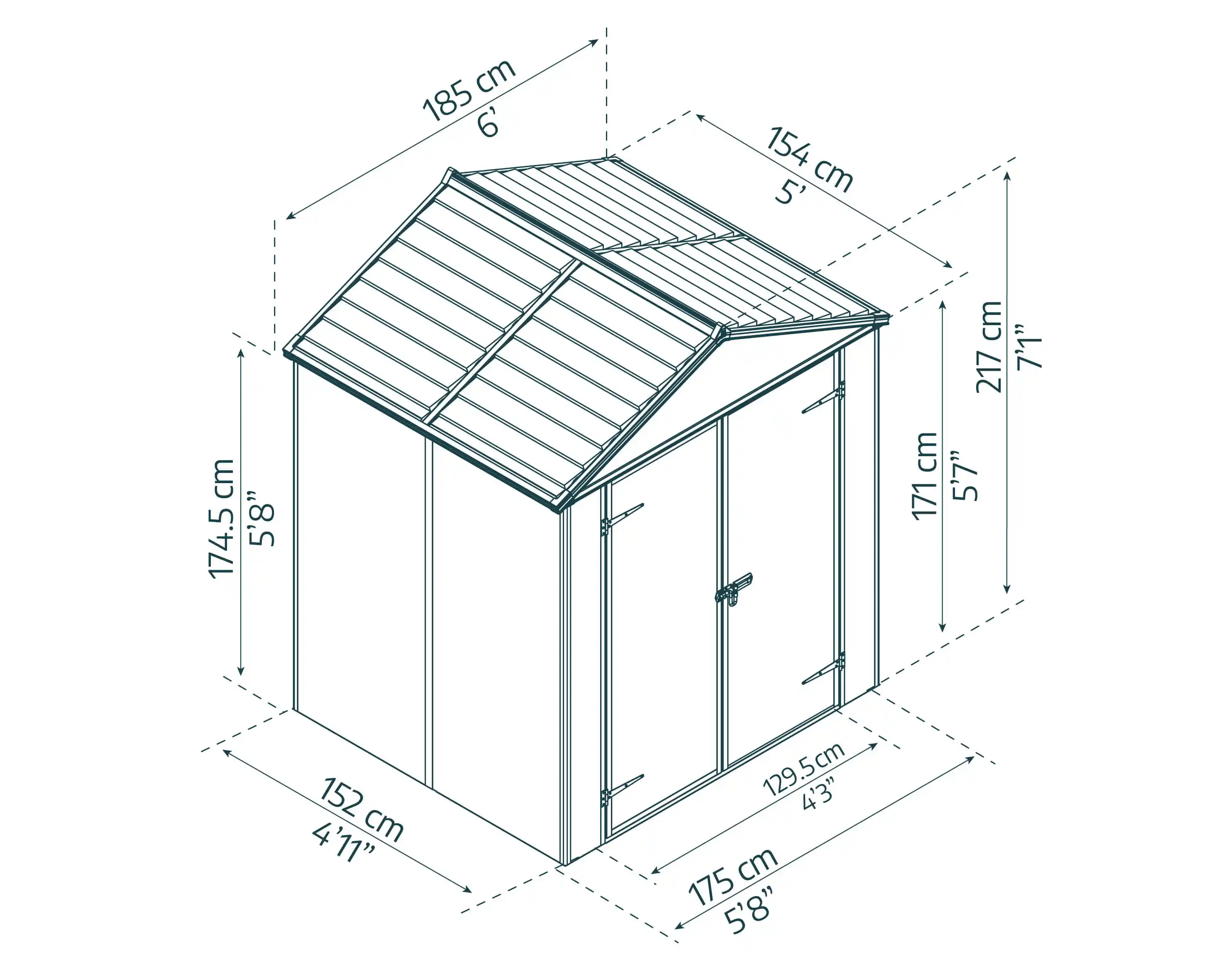 Canopia Rubicon 154X185X217 cm Ultra Duurzame openlucht Opslag Schuur voor tuin Donkergrijs-7290108603392 Canopia Rubicon 154X185X217 cm Ultra Duurzame openlucht Opslag Schuur voor tuin Donkergrijs