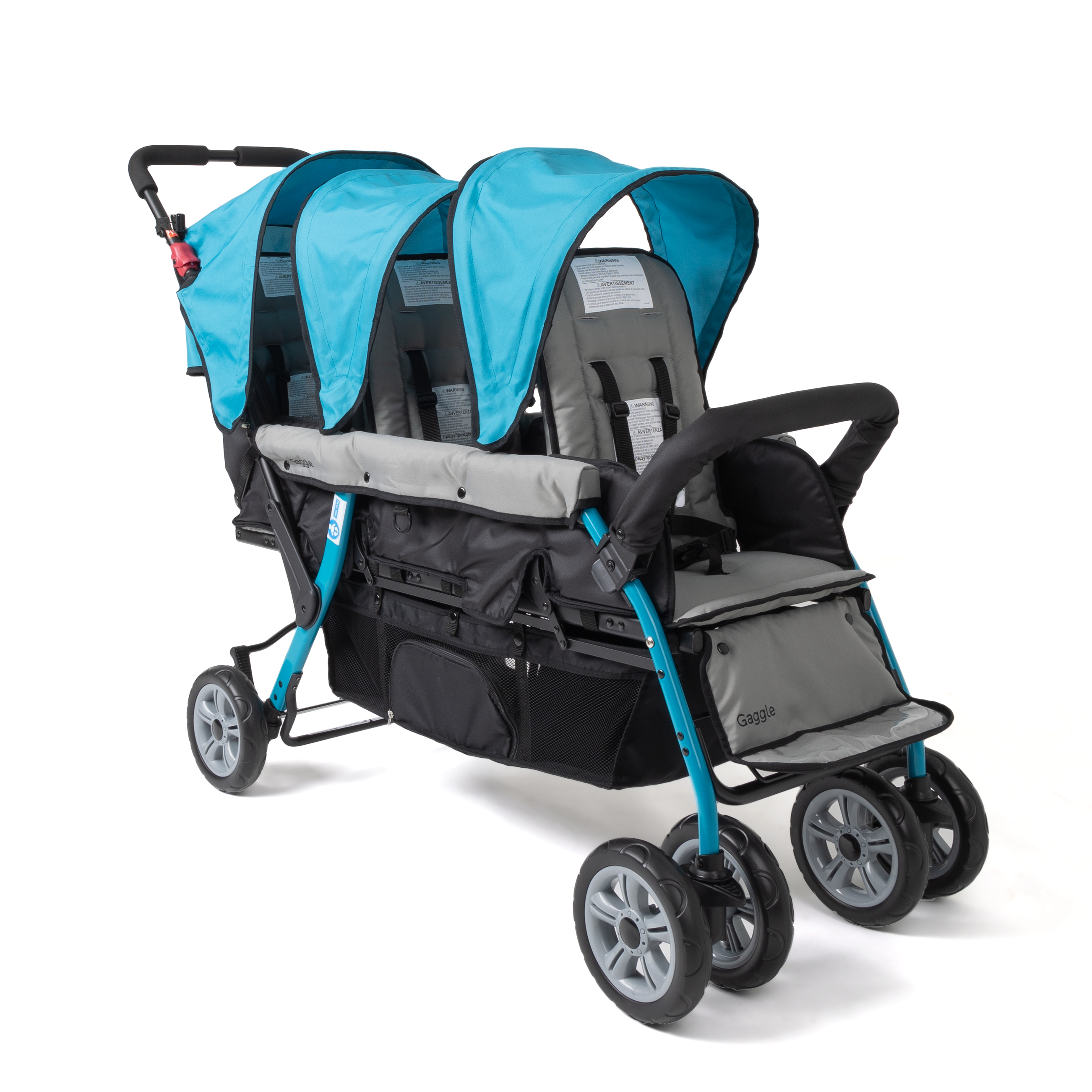 Gaggle Compass kinderwagen / buggy voor 3 kinderen in turquiose