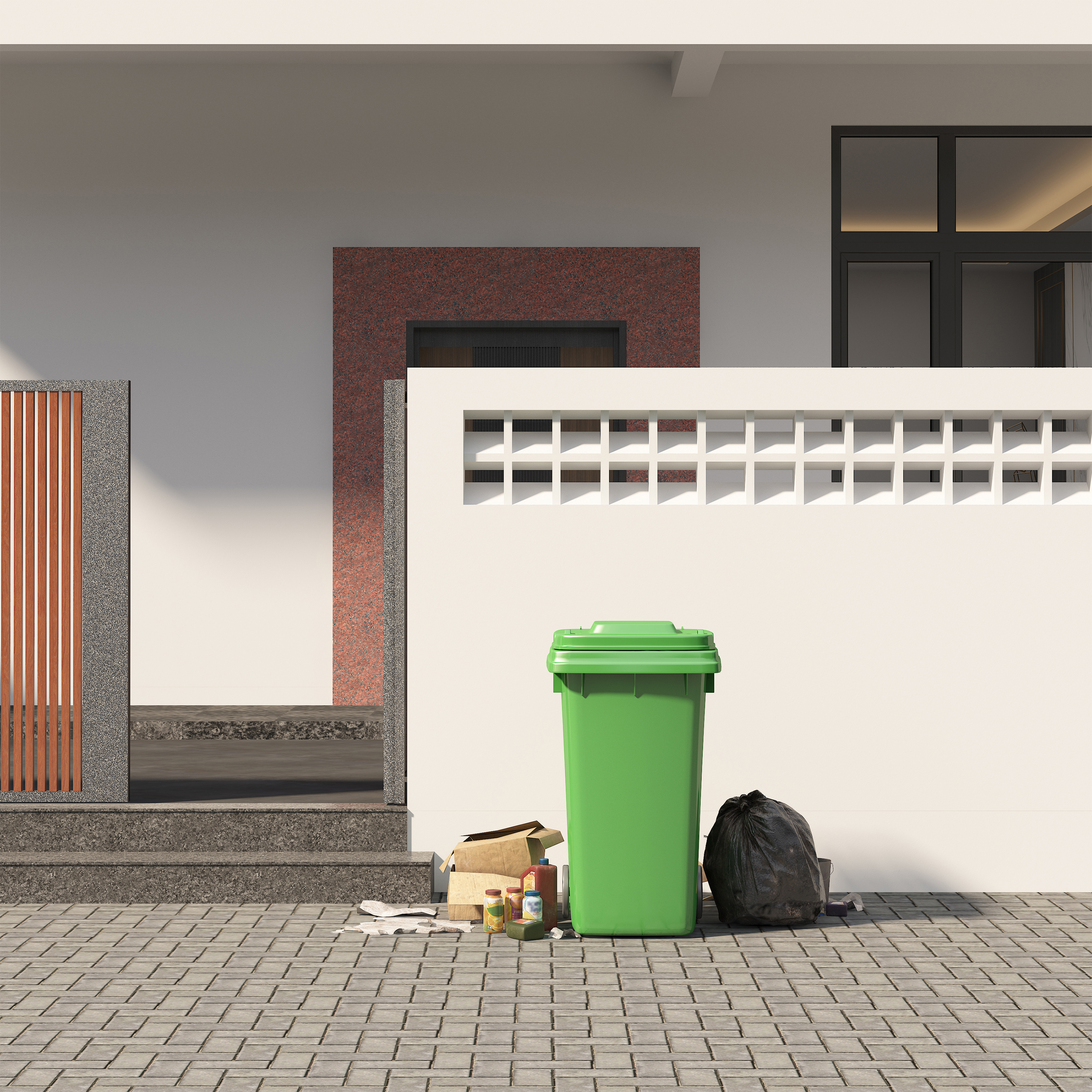 AXI Lucas Metal Garbage Bin Shed Anthracite/Wood look - 1 Garbage Bin