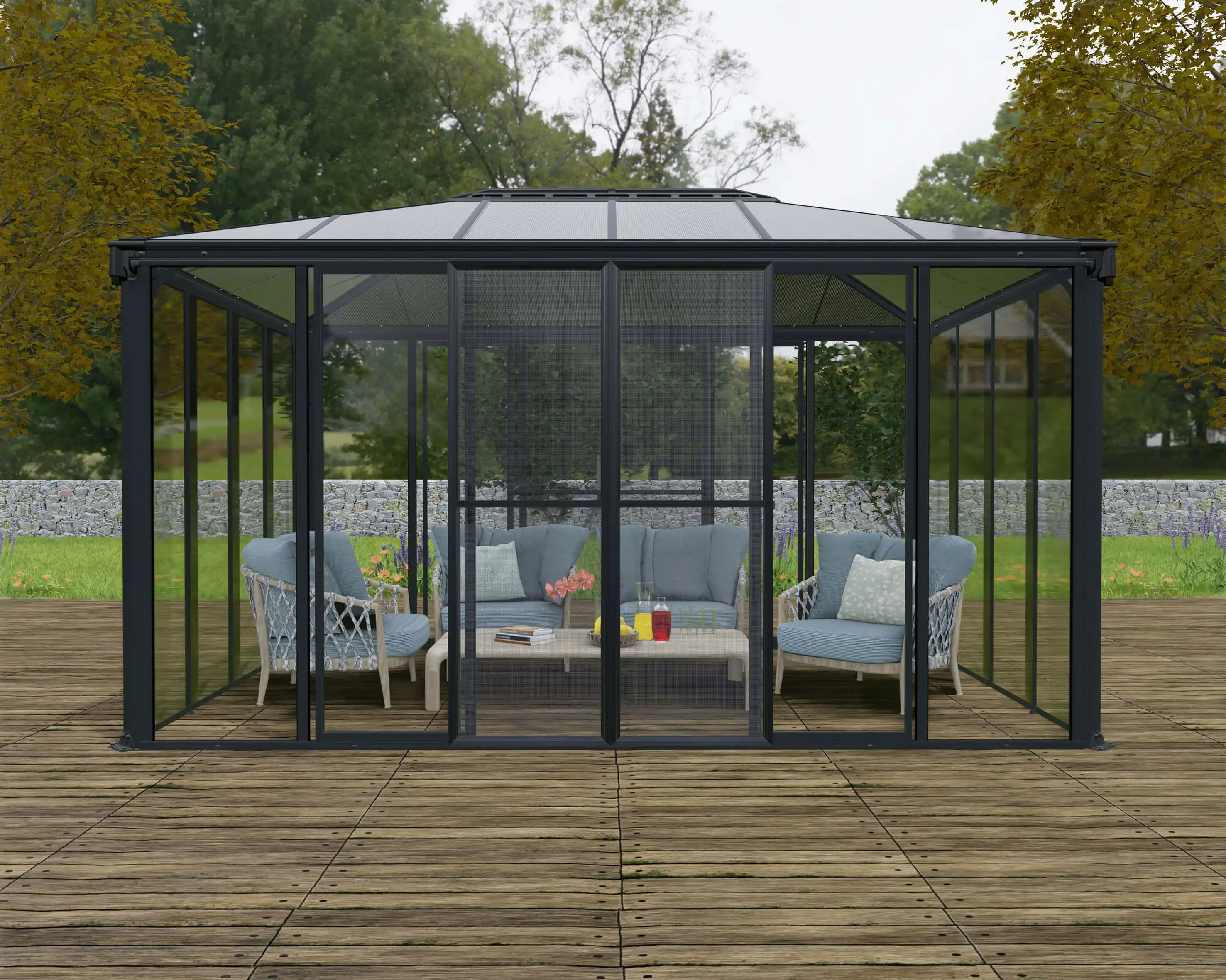 Canopia Ledro 430X296 cm Gesloten tuinpaviljoen Donkergrijs Brons-7290108139648 Canopia Ledro 430X296 cm Gesloten tuinpaviljoen Donkergrijs Brons