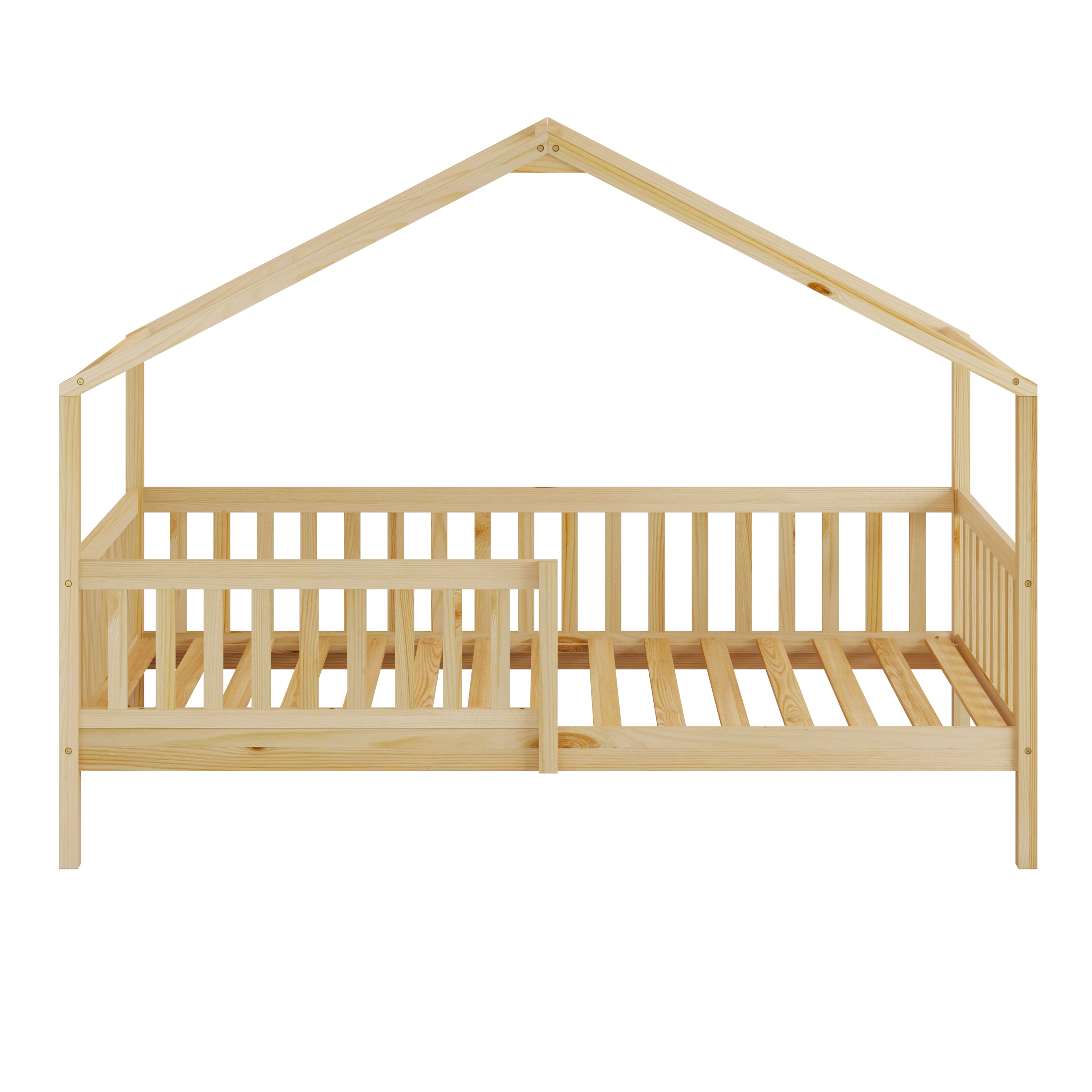 Sunny Kae House Bed with Guardrail Natural – Without Mattress