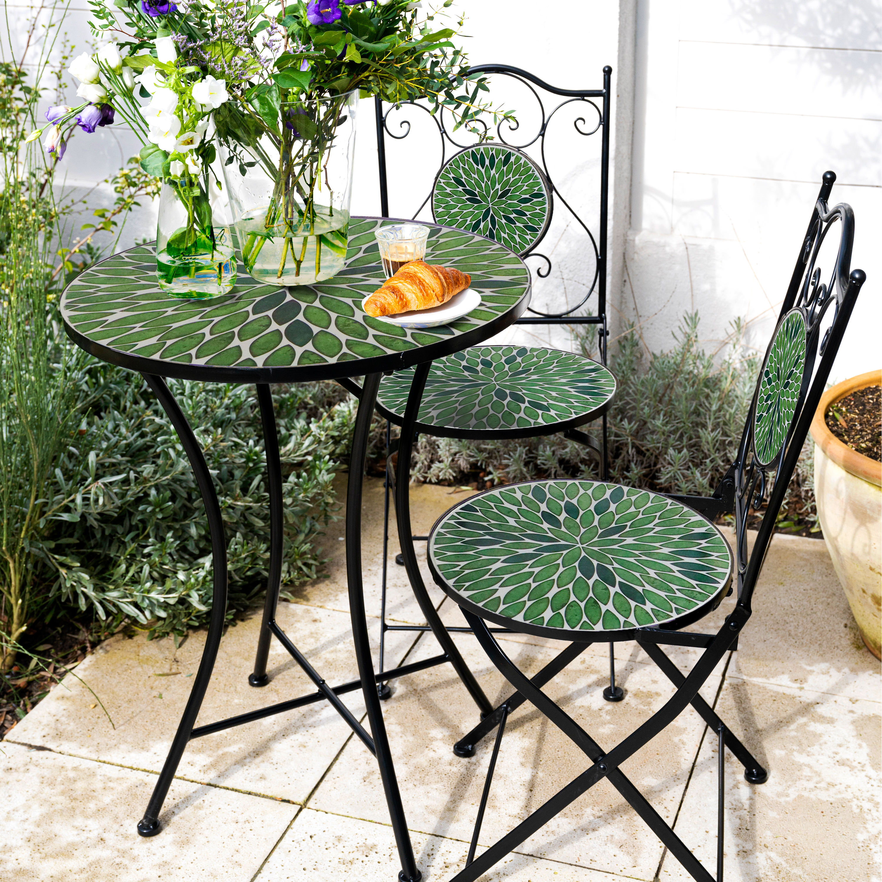 AXI Amélie Chaise Bistrot Mosaïque Feuilles Vertes