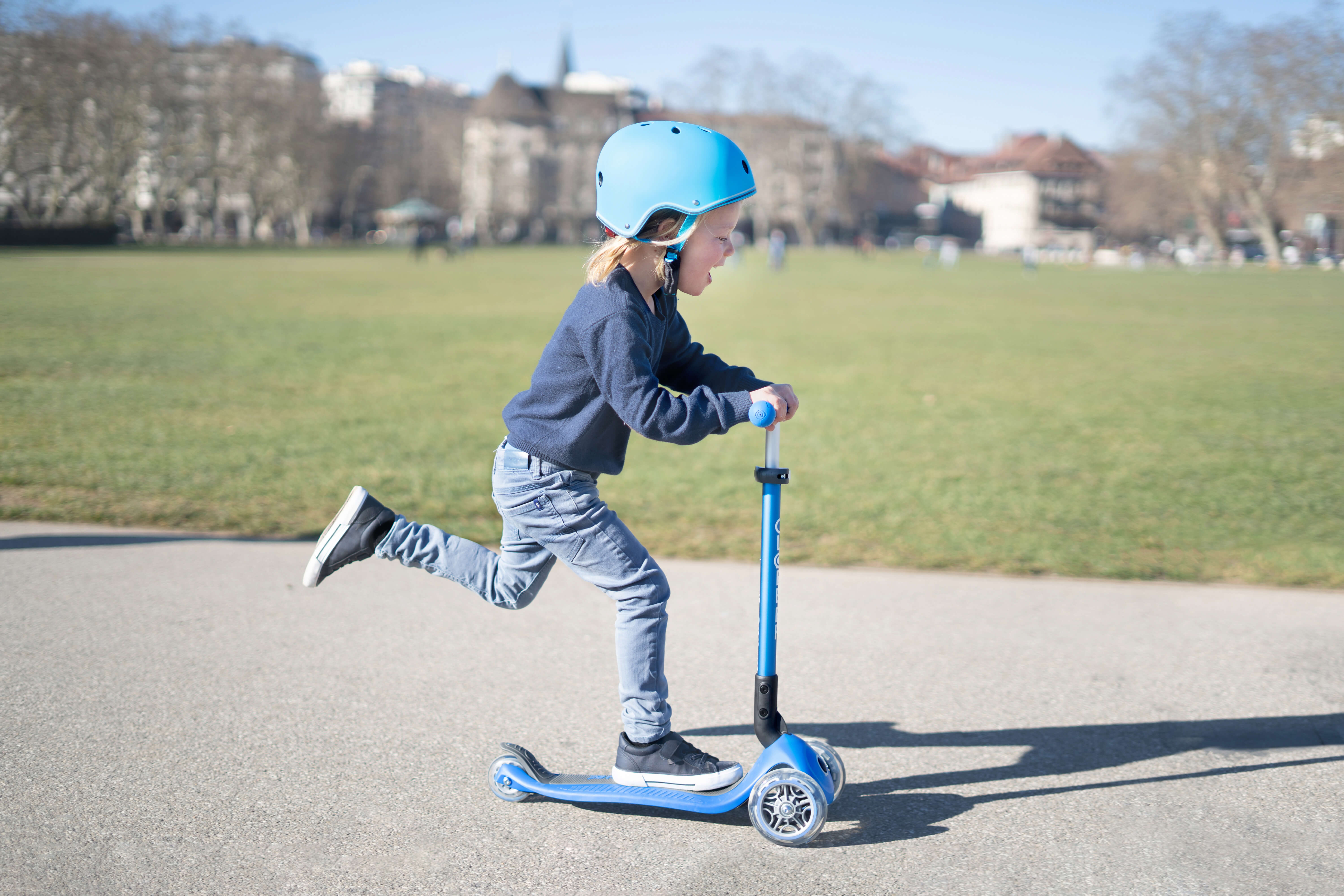 Globber Primo Foldable Lights Trottinette Bleue