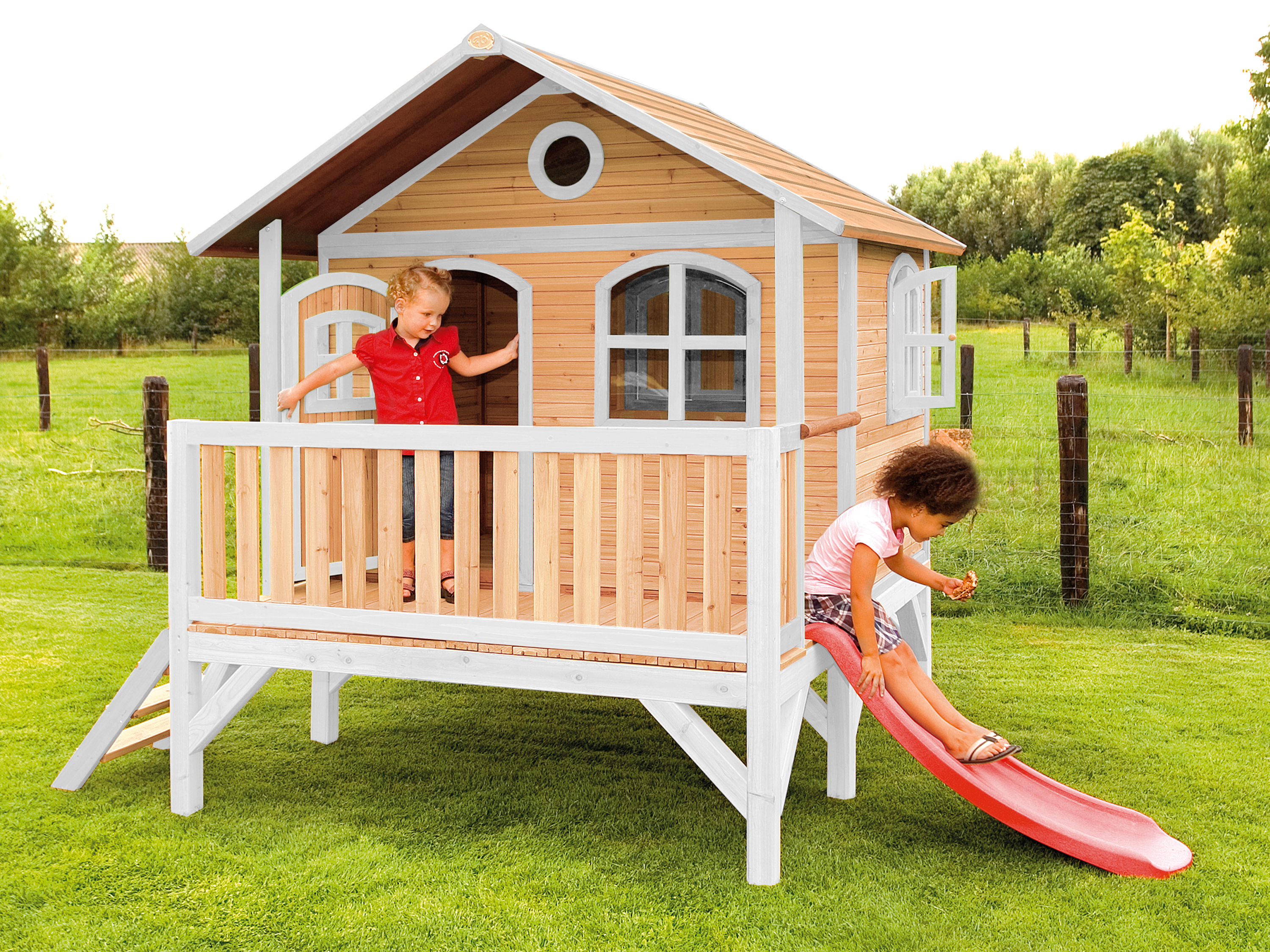 AXI Stef Playhouse Brown/White - Red Slide