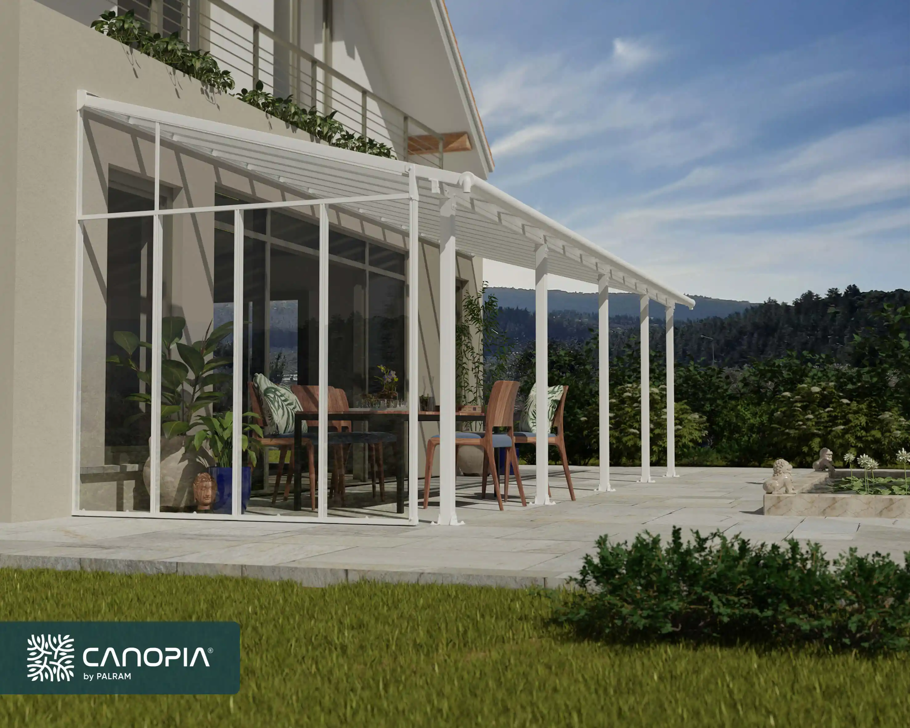 Canopia 3 m Witte Terrasoverkapping Zijwand Wit-7290108137675 Canopia 3 m Witte Terrasoverkapping Zijwand Wit