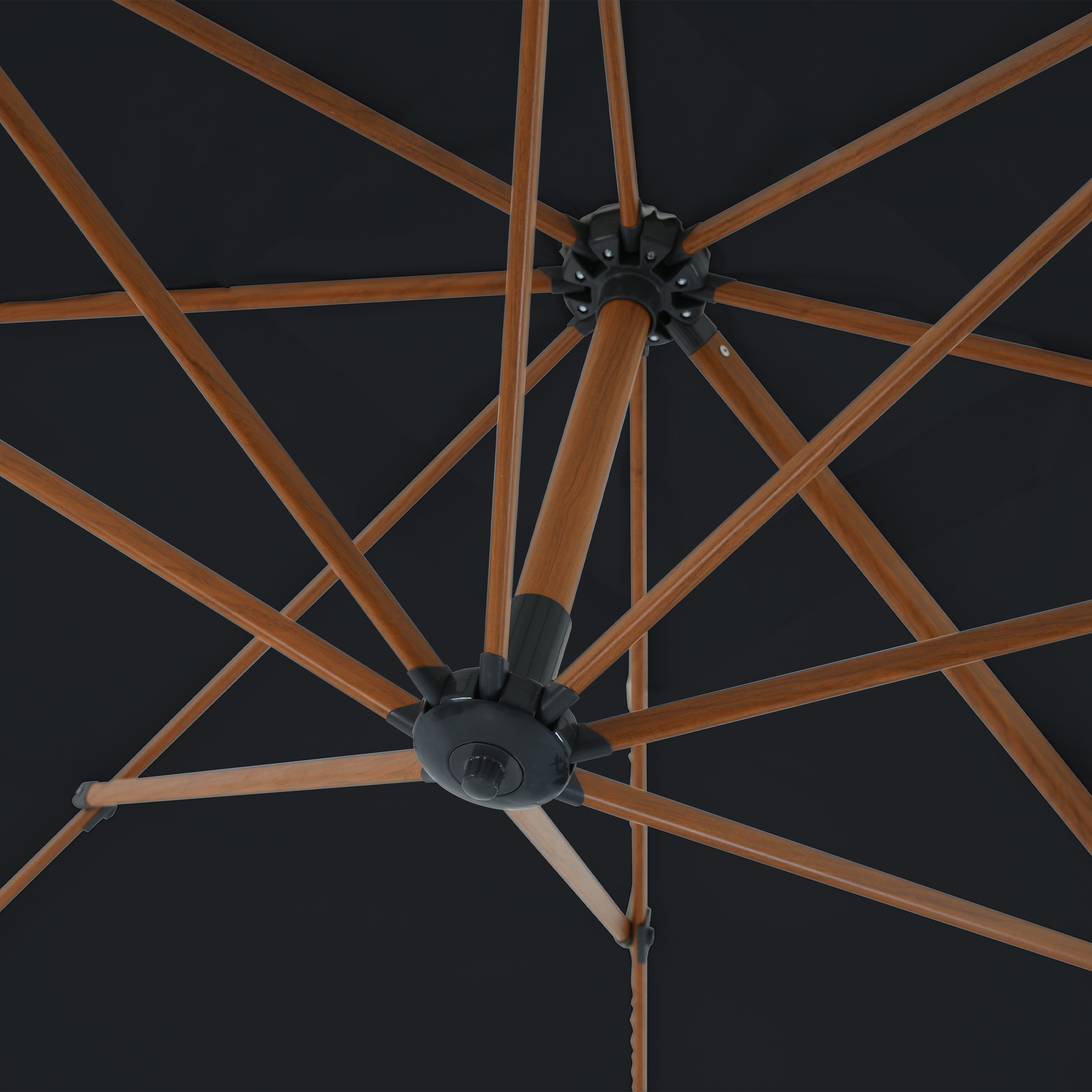 AXI Marisol Cantilever Parasol Ø 300cm Round - Wood-look/Grey