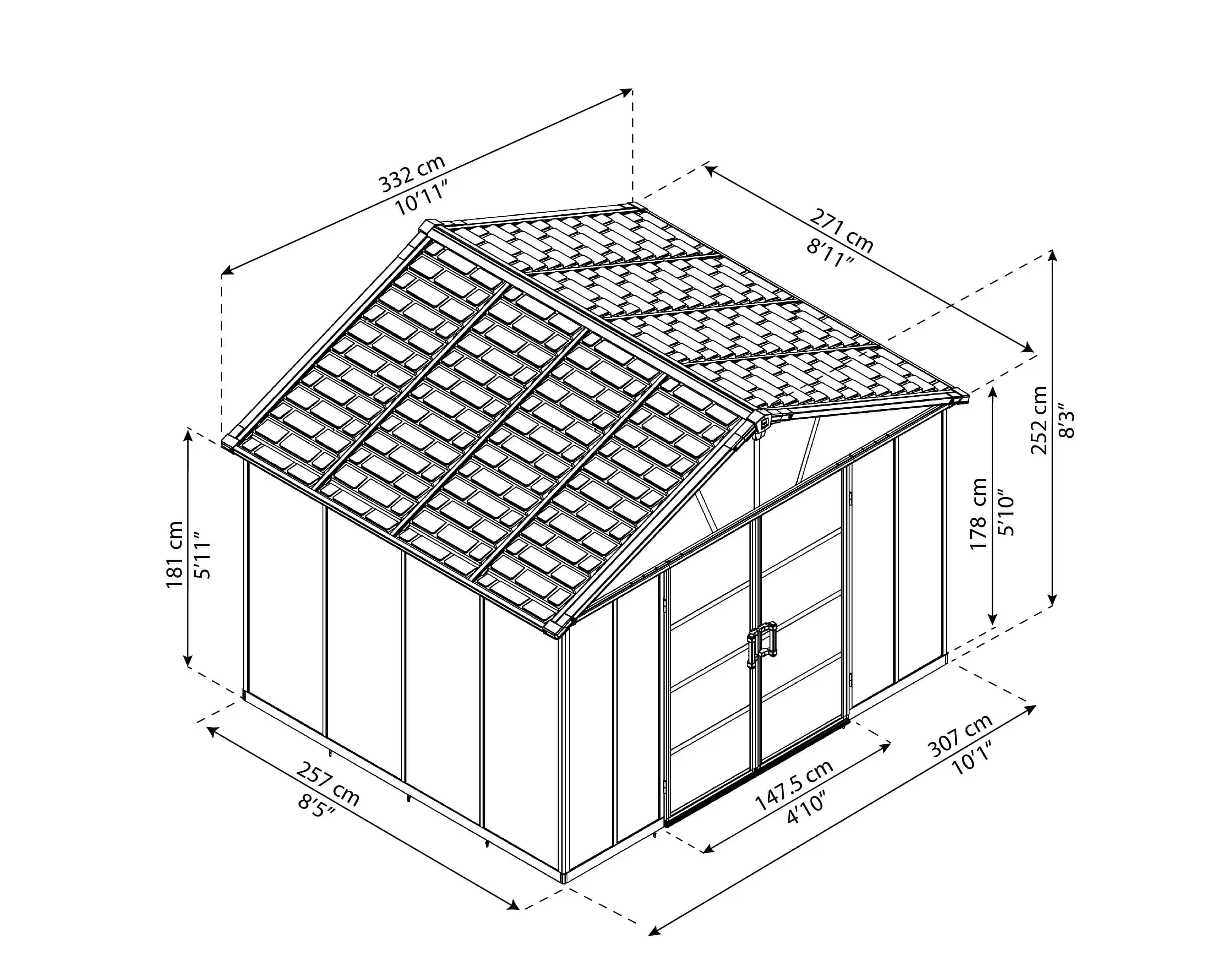 Canopia Yukon 271X332 cm Grand Abri de jardin Gris foncé