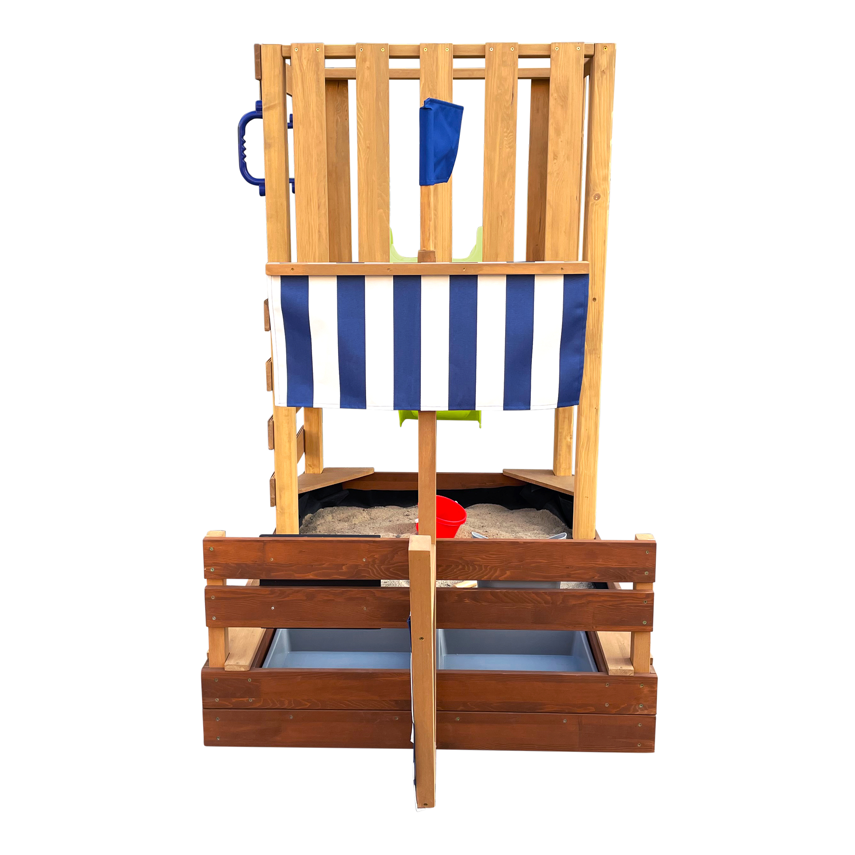 AXI Vicky Climbing Frame with Sandbox. Play Kitchen & Chalkboard – Lime Green Slide