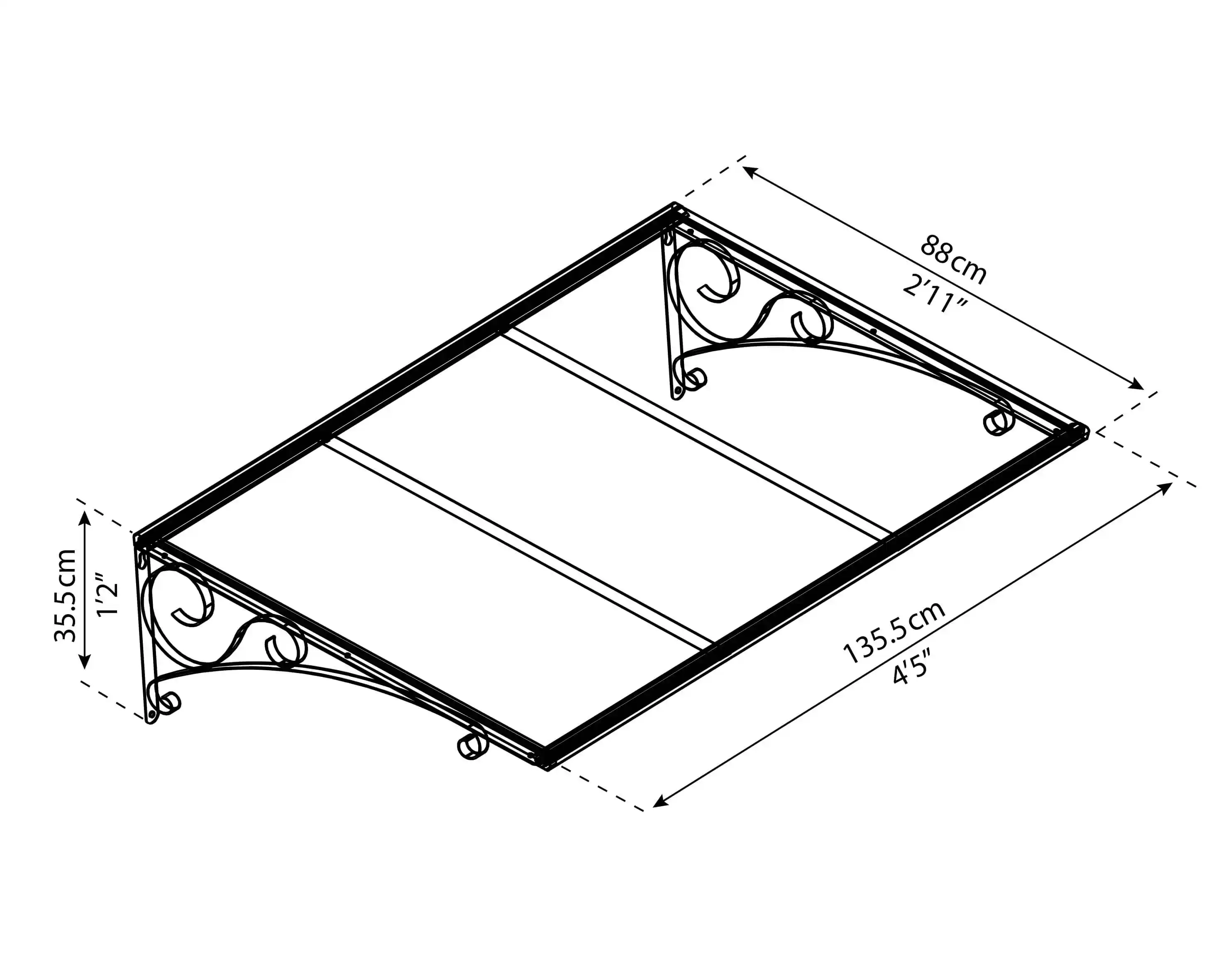 Canopia Venus Deur en Veranda Luifel 135X88X35 cm Donkergrijs Helder
