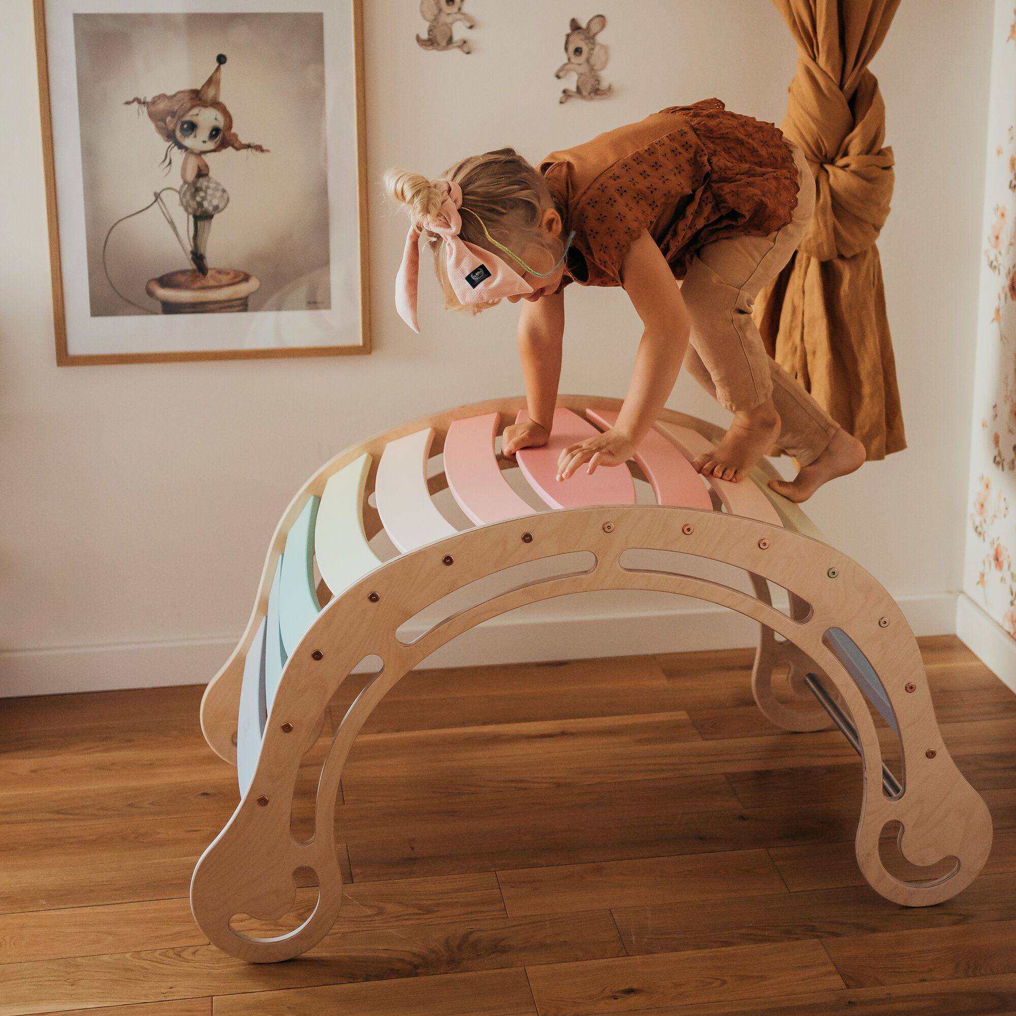 KateHaa Houten XXL Waldorf Rocker met Klimwand Pastel