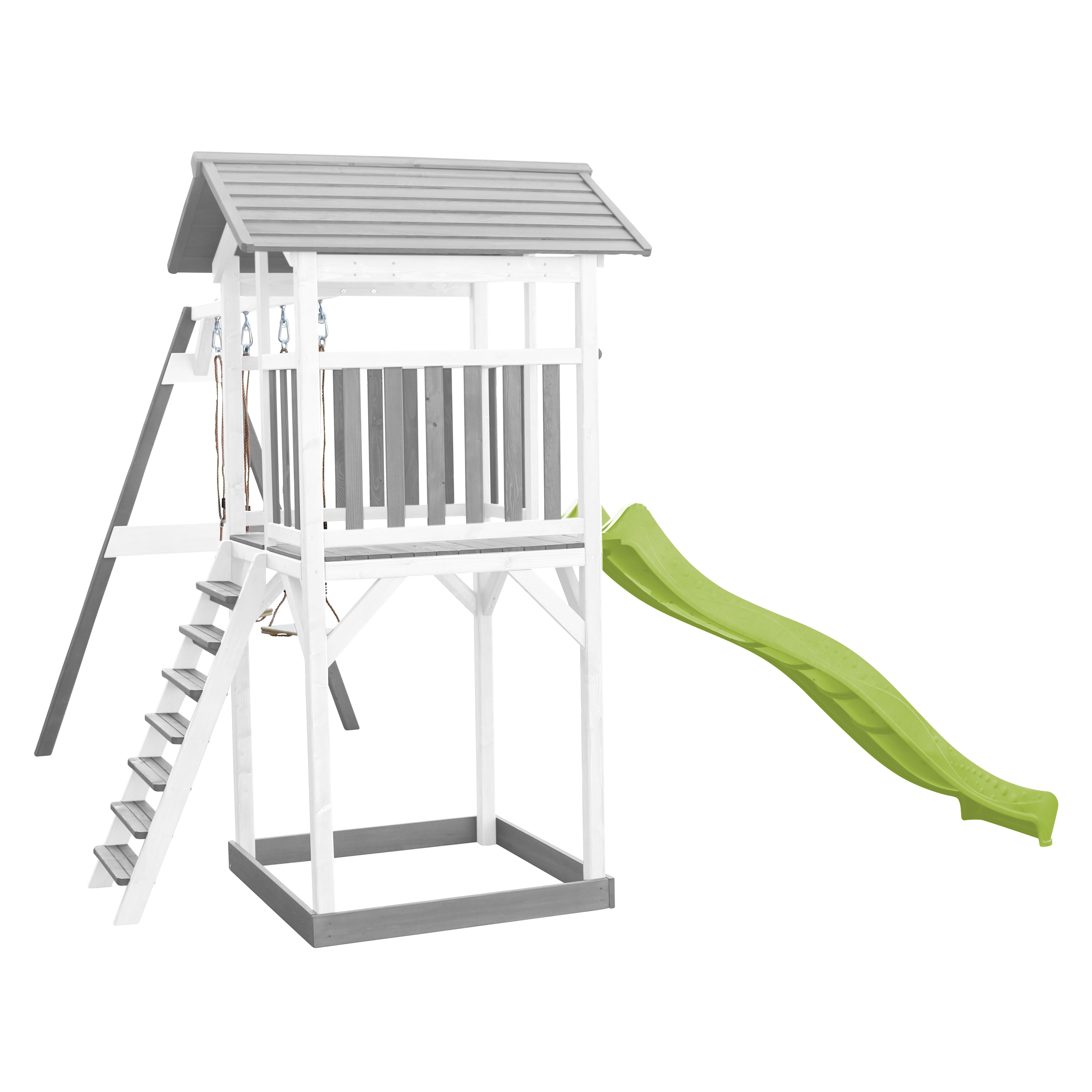 AXI Beach Tower with Double Swing Set GreyWhite - Lime Green Slide