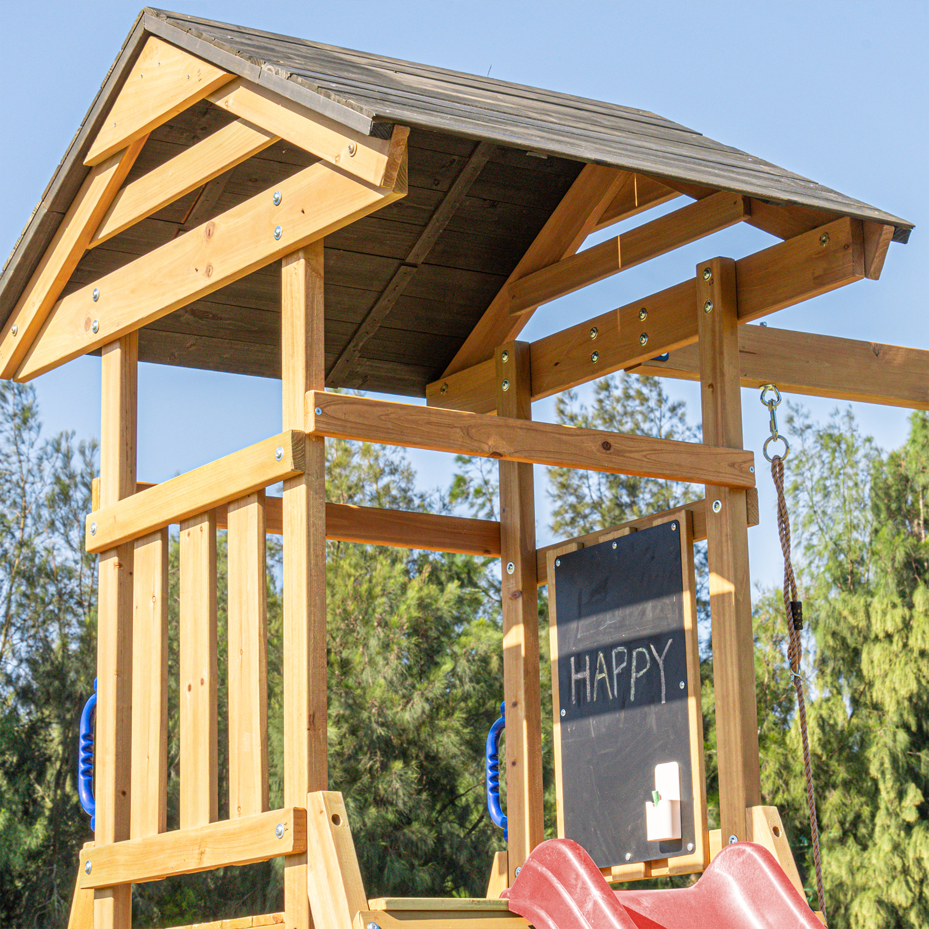 AXI Mia Climbing Frame with Double Swing Set – Red Slide