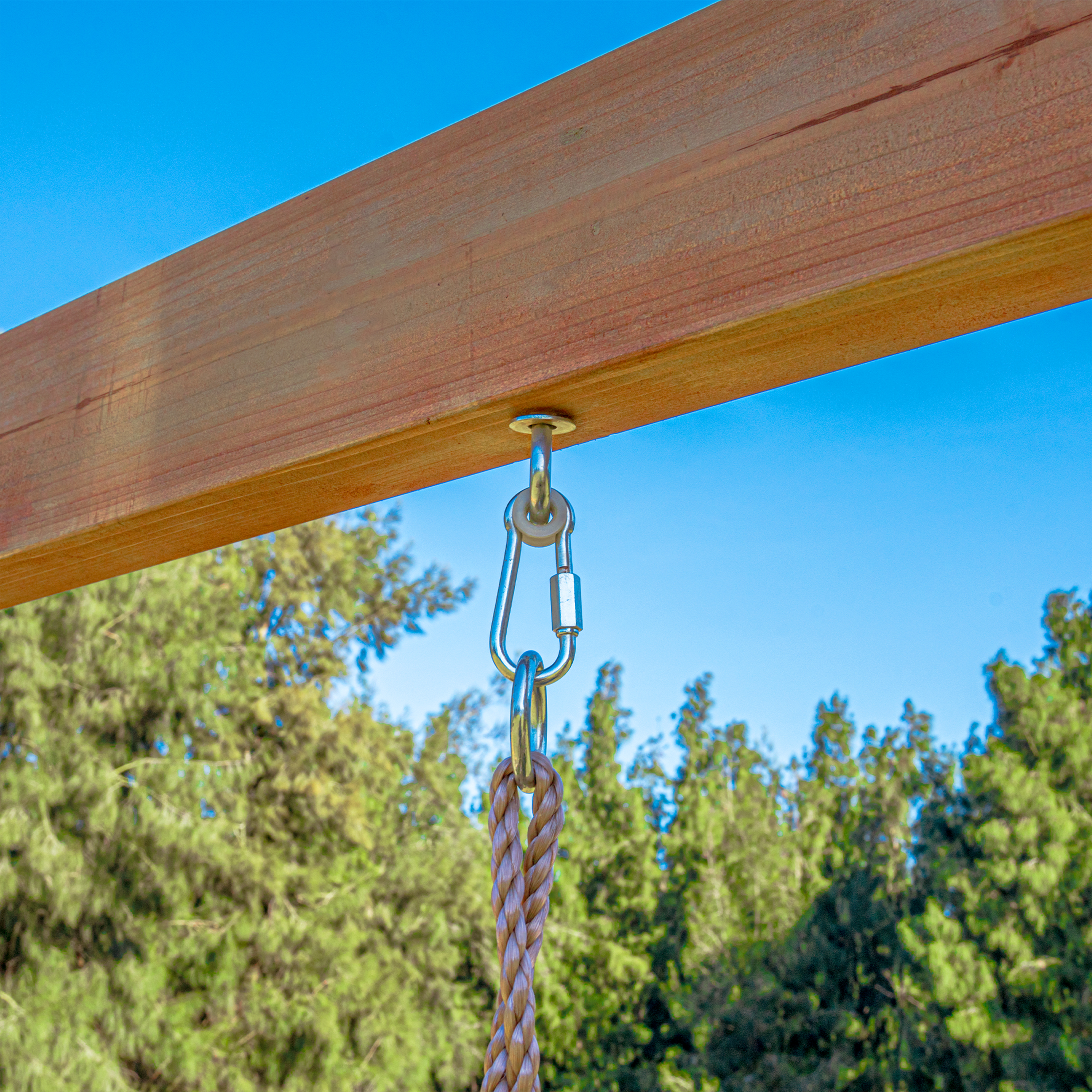 AXI Mitch Climbing Frame with Double Swing, Trapeze and Lookout Tower – Blue Slide