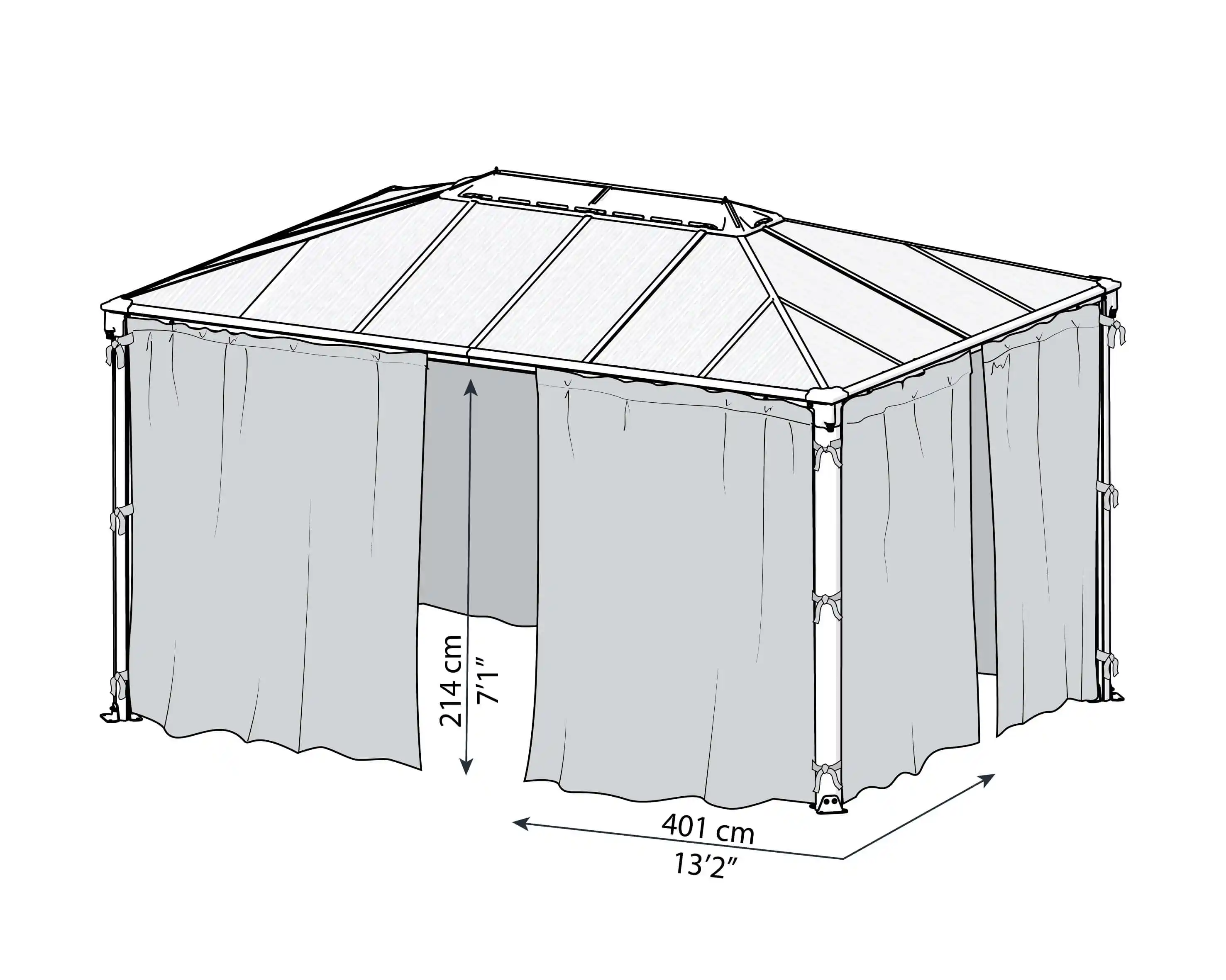 Canopia Gaasset voor Martinique tuinpaviljoen 3X4.3 Zwart