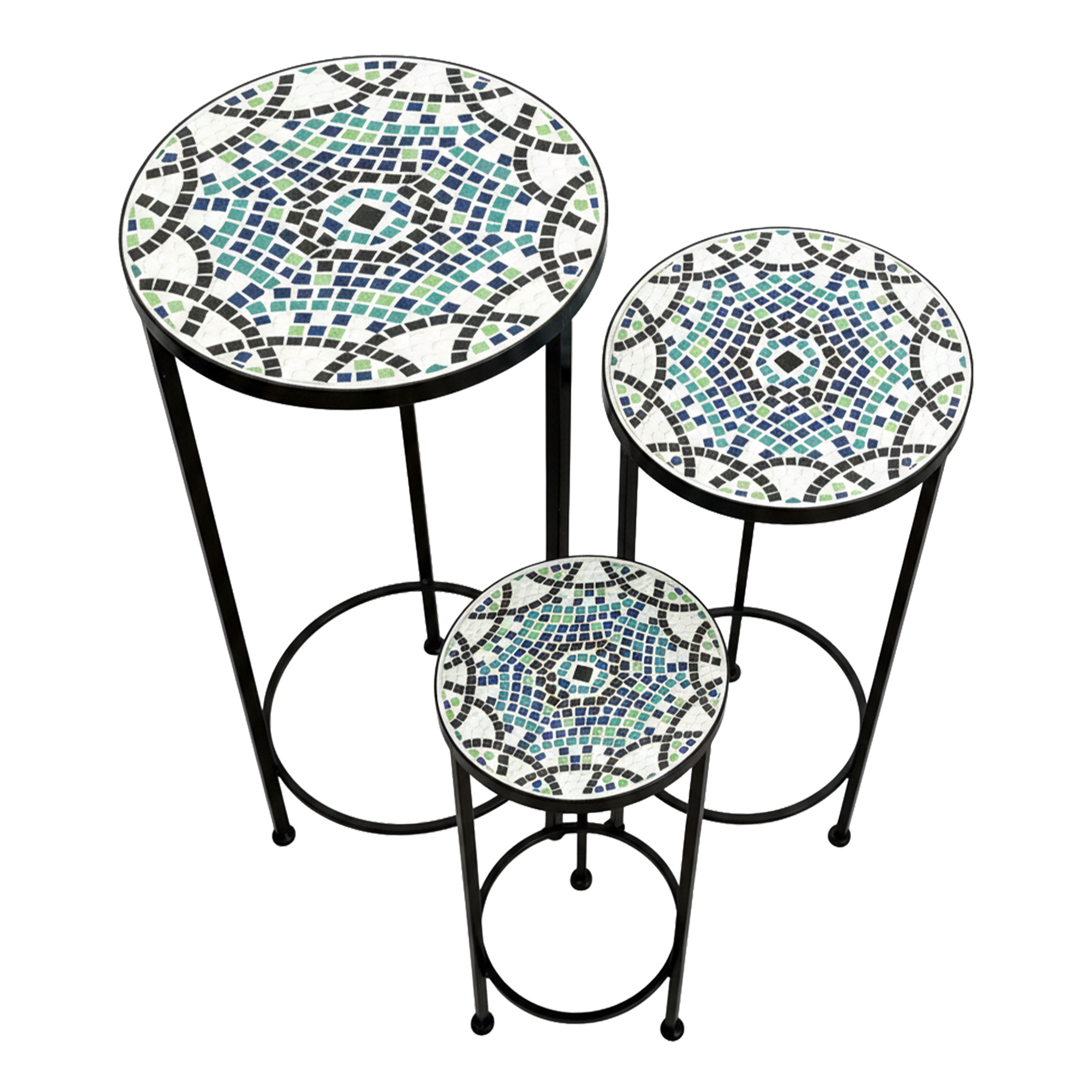 AXI Lola Mosaic Plant Table Round Multicolor – Set of 3