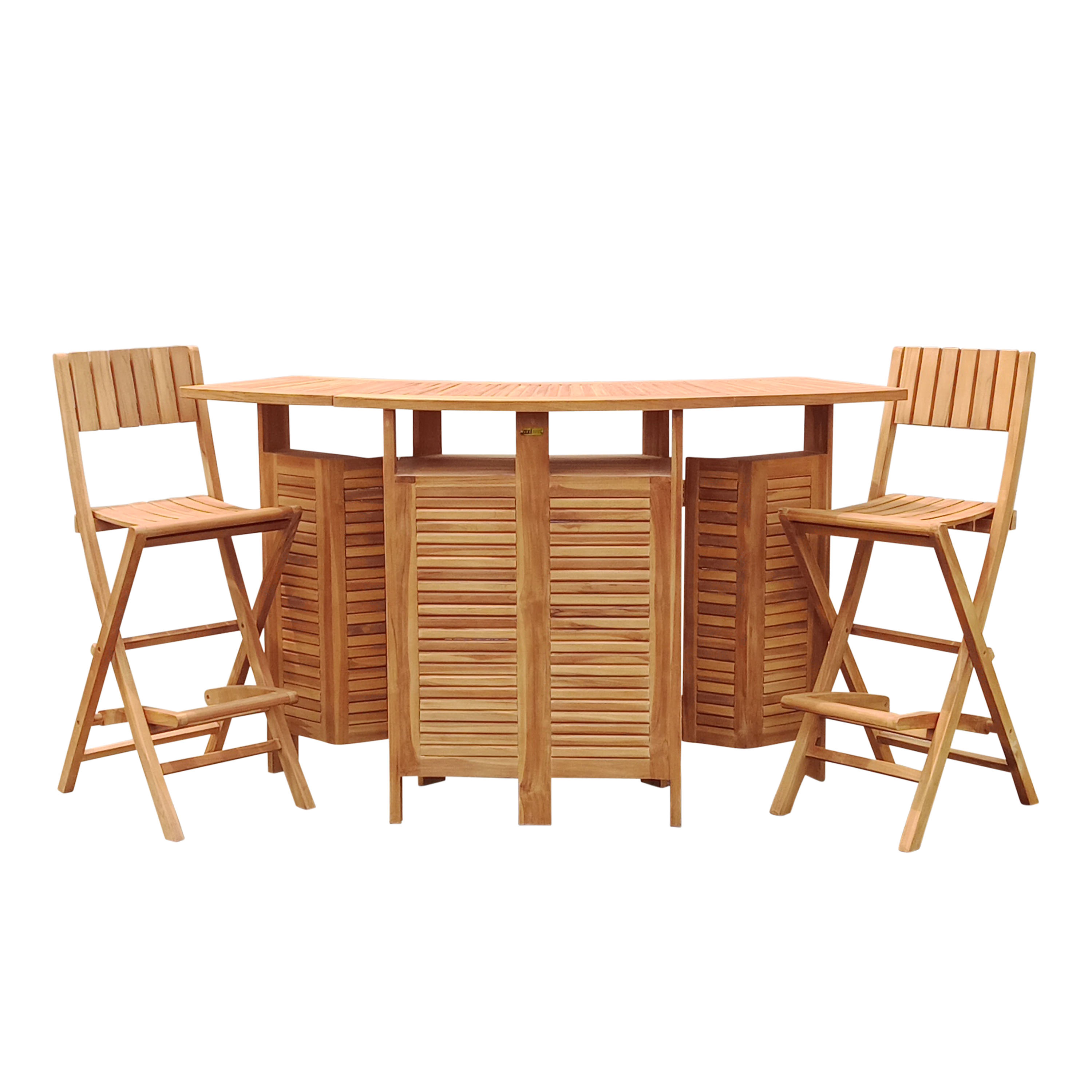 AXI Bruno Ensemble de bar pliable en Teak avec 2 tabourets de bar