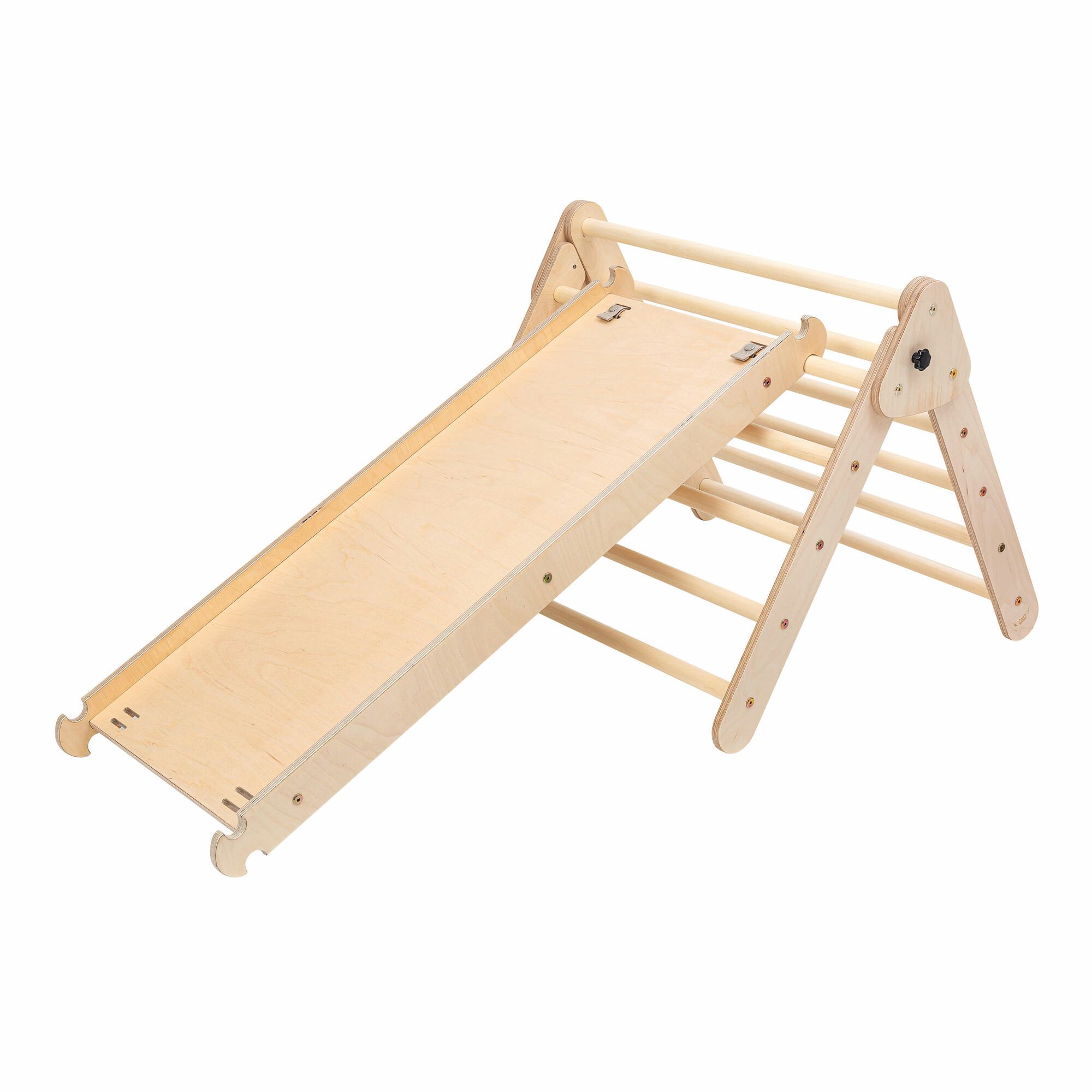 KateHaa Houten Klimdriehoek met Ladder en Klimwand Naturel-4751038481090 KateHaa Houten Klimdriehoek met Ladder en Klimwand Naturel
