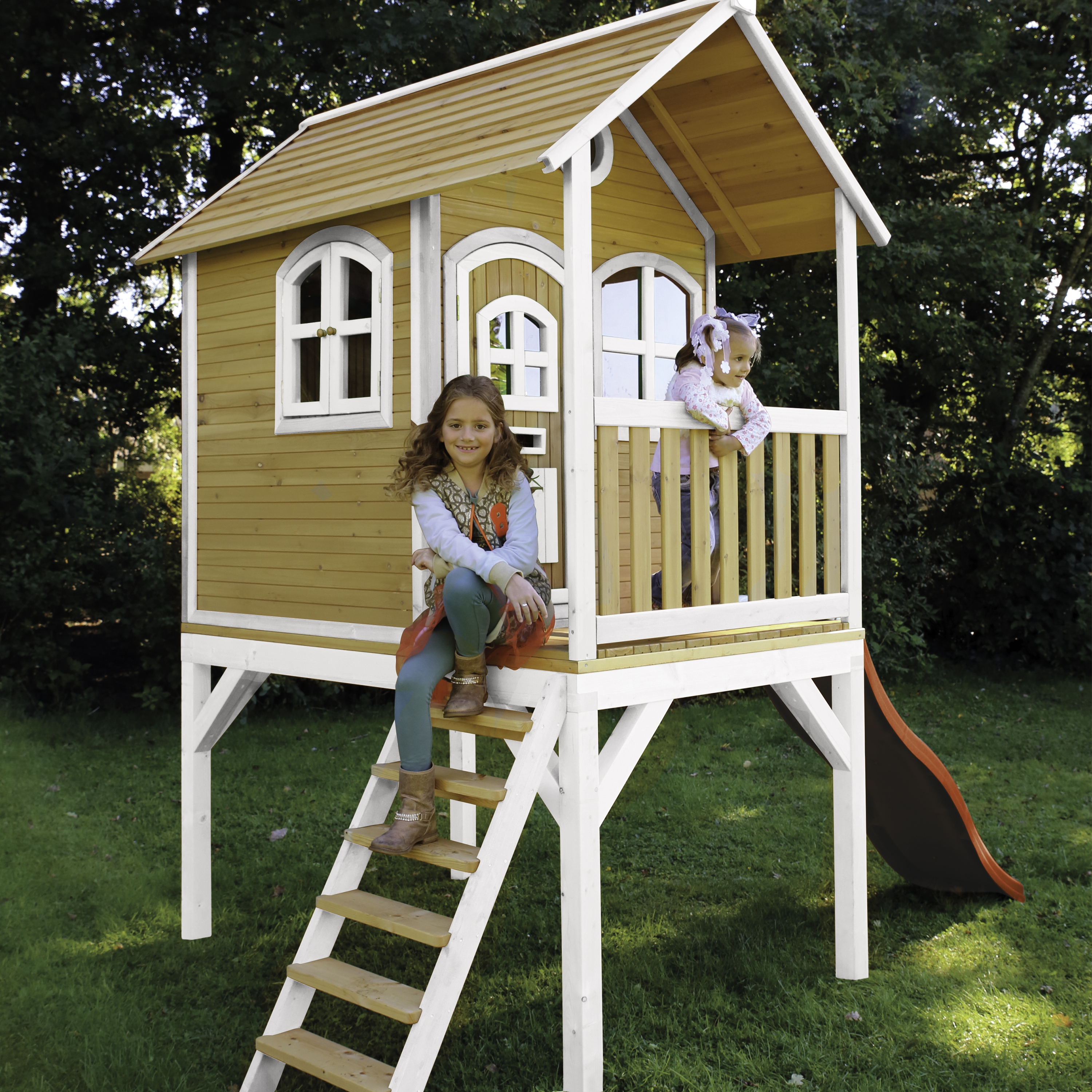 AXI Laura Playhouse Brown/White - Red Slide