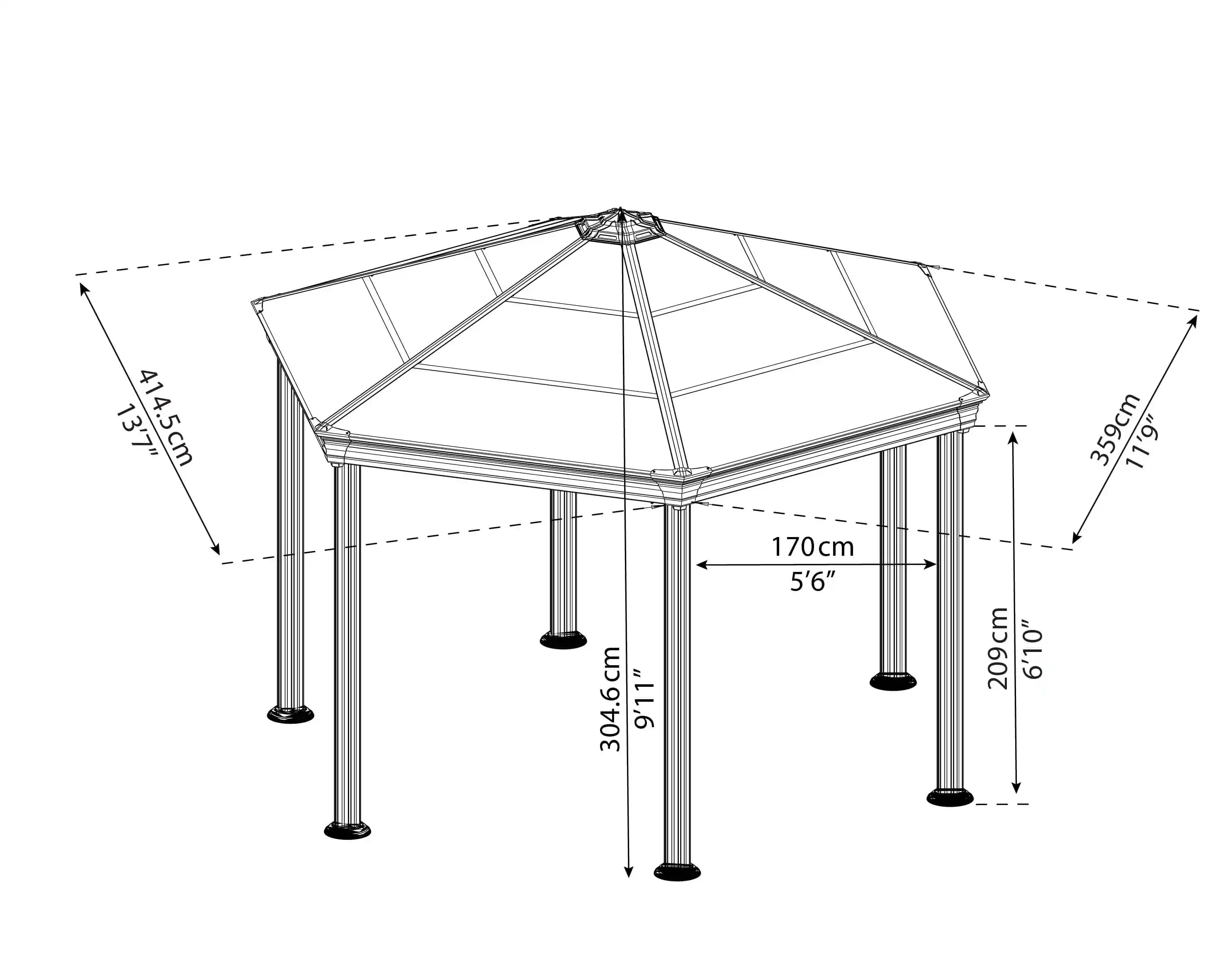 Canopia Roma Pavillon de jardin 360X414X305 cm Gris foncé Bronze