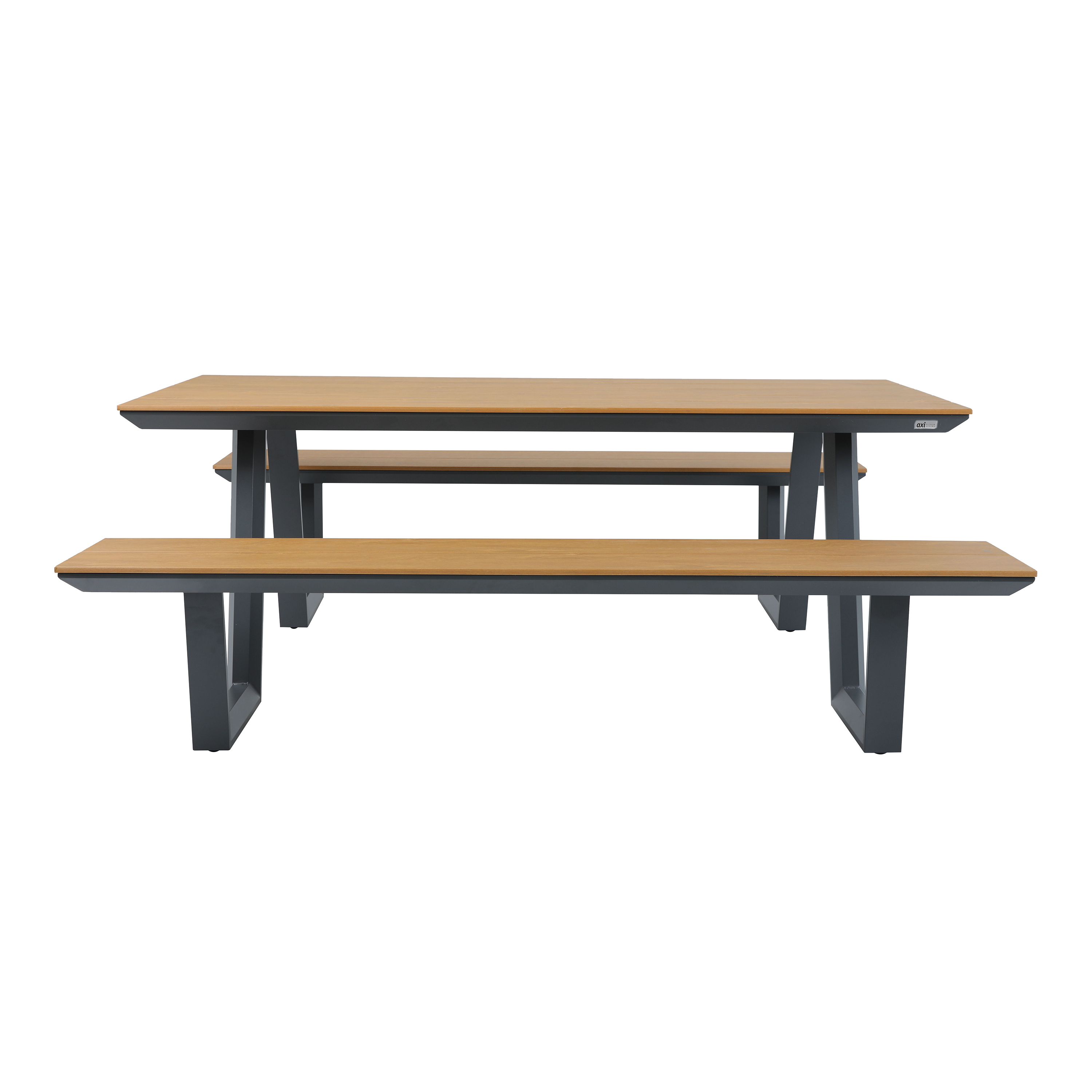 AXI Nori Table de pique-nique avec 2 bancs Anthracite - Polywood aspect teck